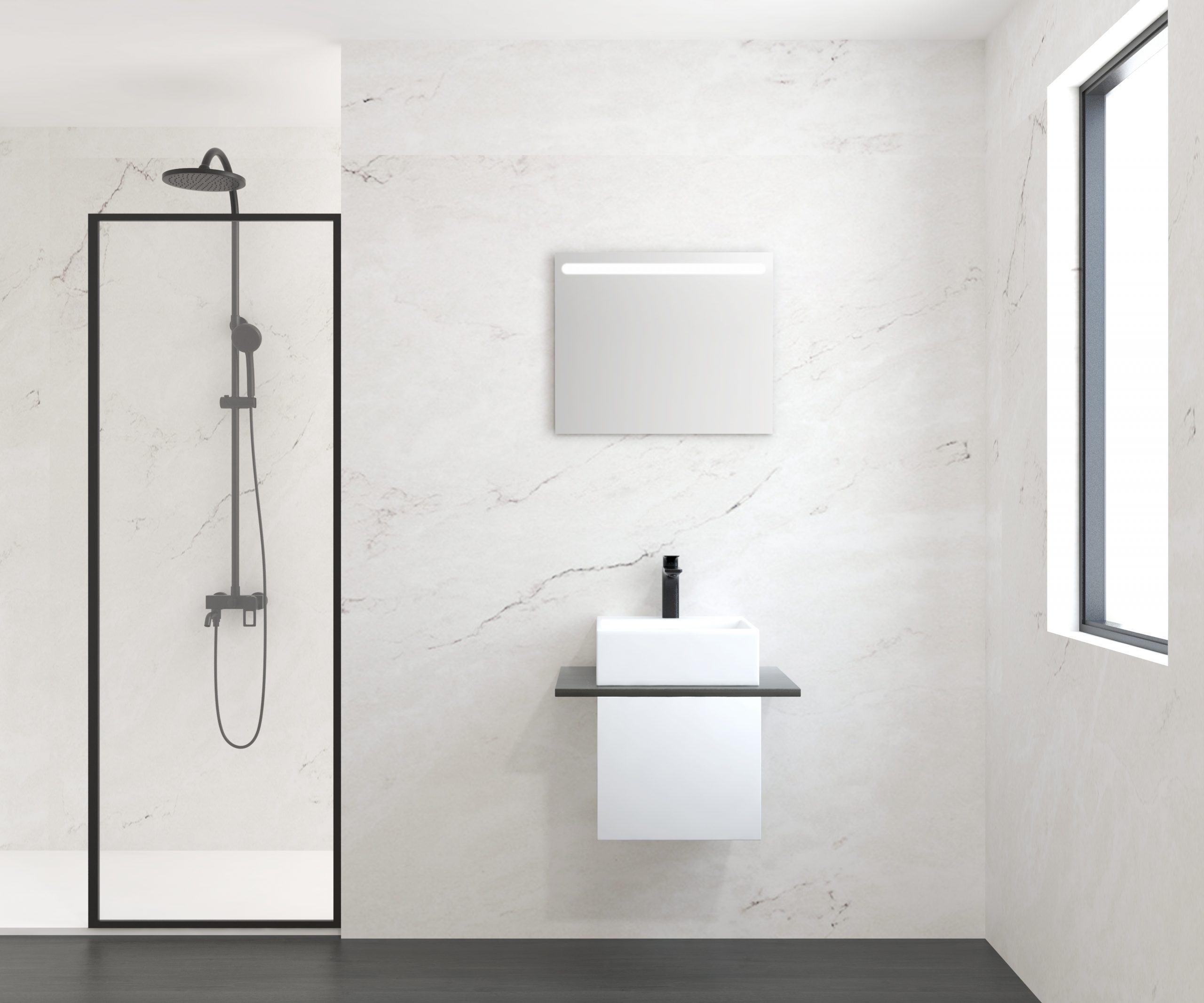 Pack BERRY + évier + miroir LED