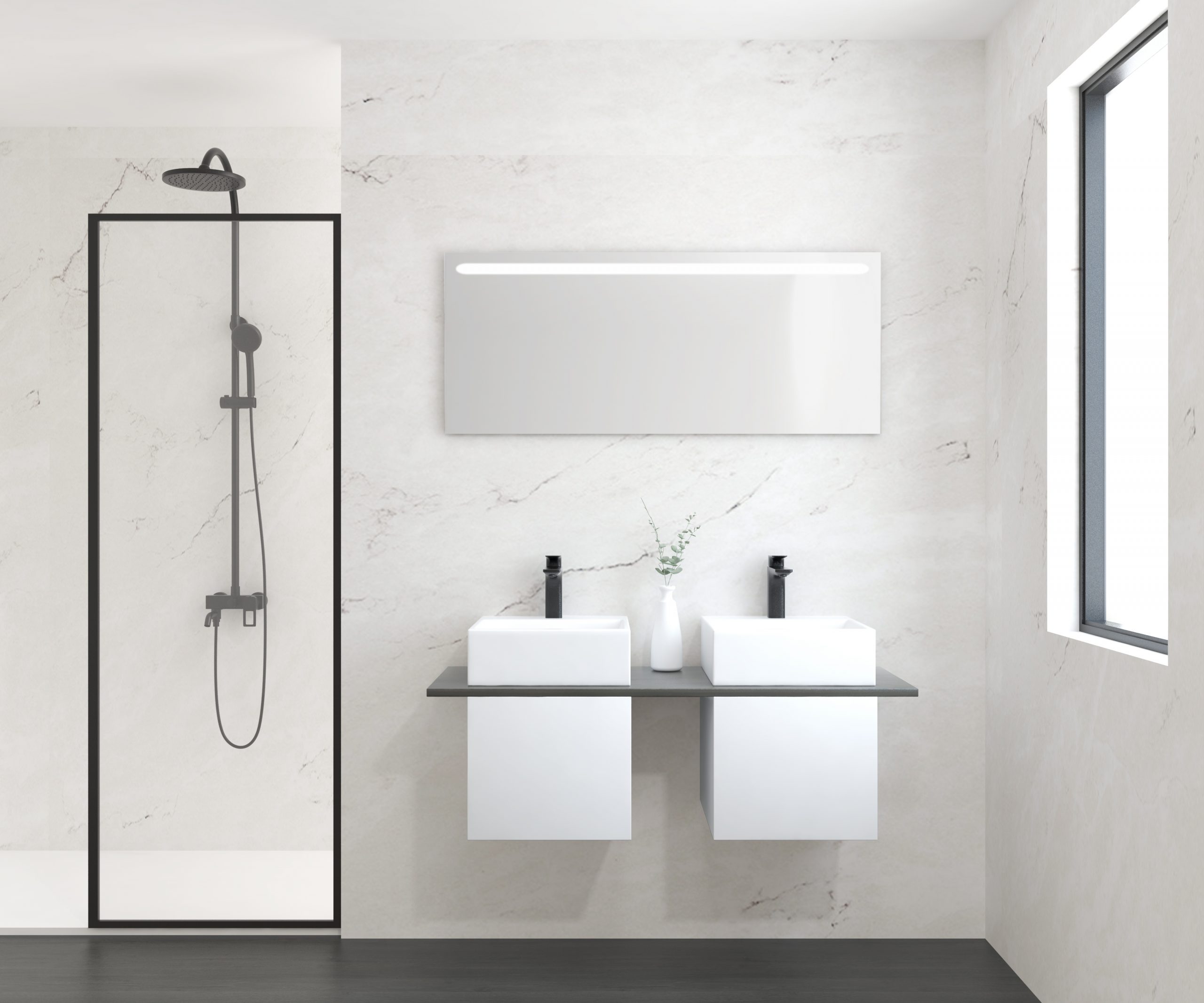 Pack BERRY + évier + miroir LED