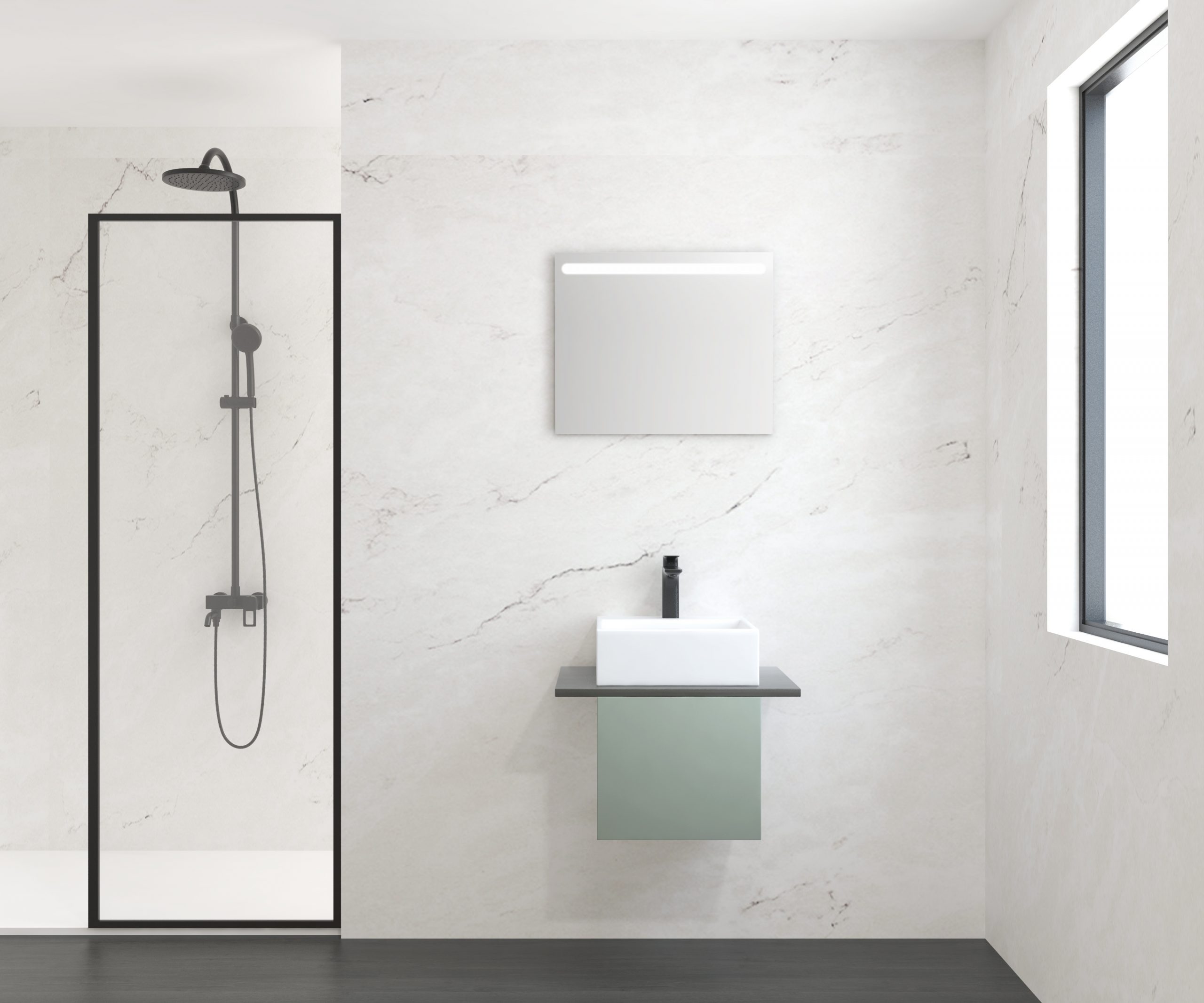 Pack BERRY + évier + miroir LED