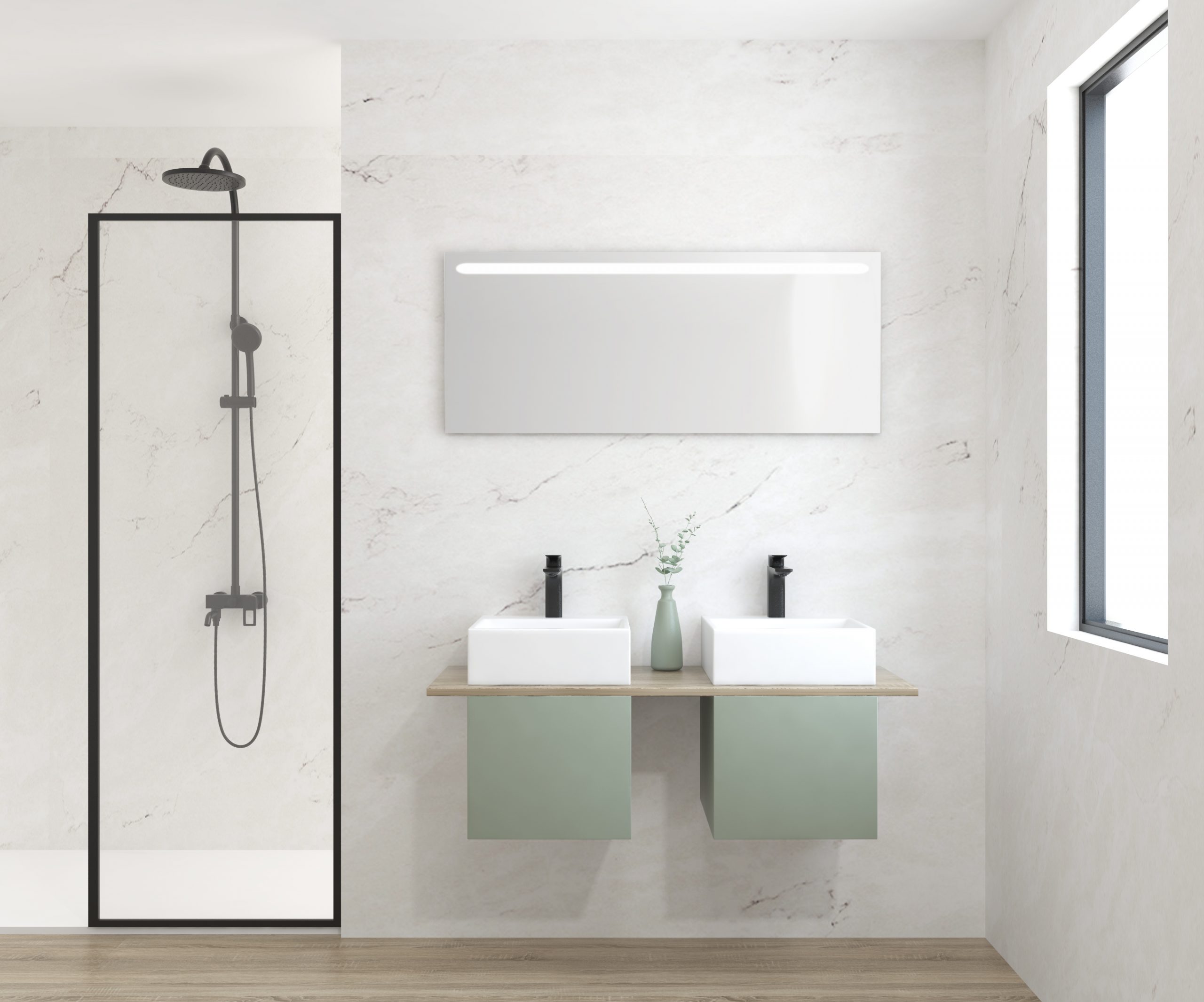 Pack BERRY + évier + miroir LED