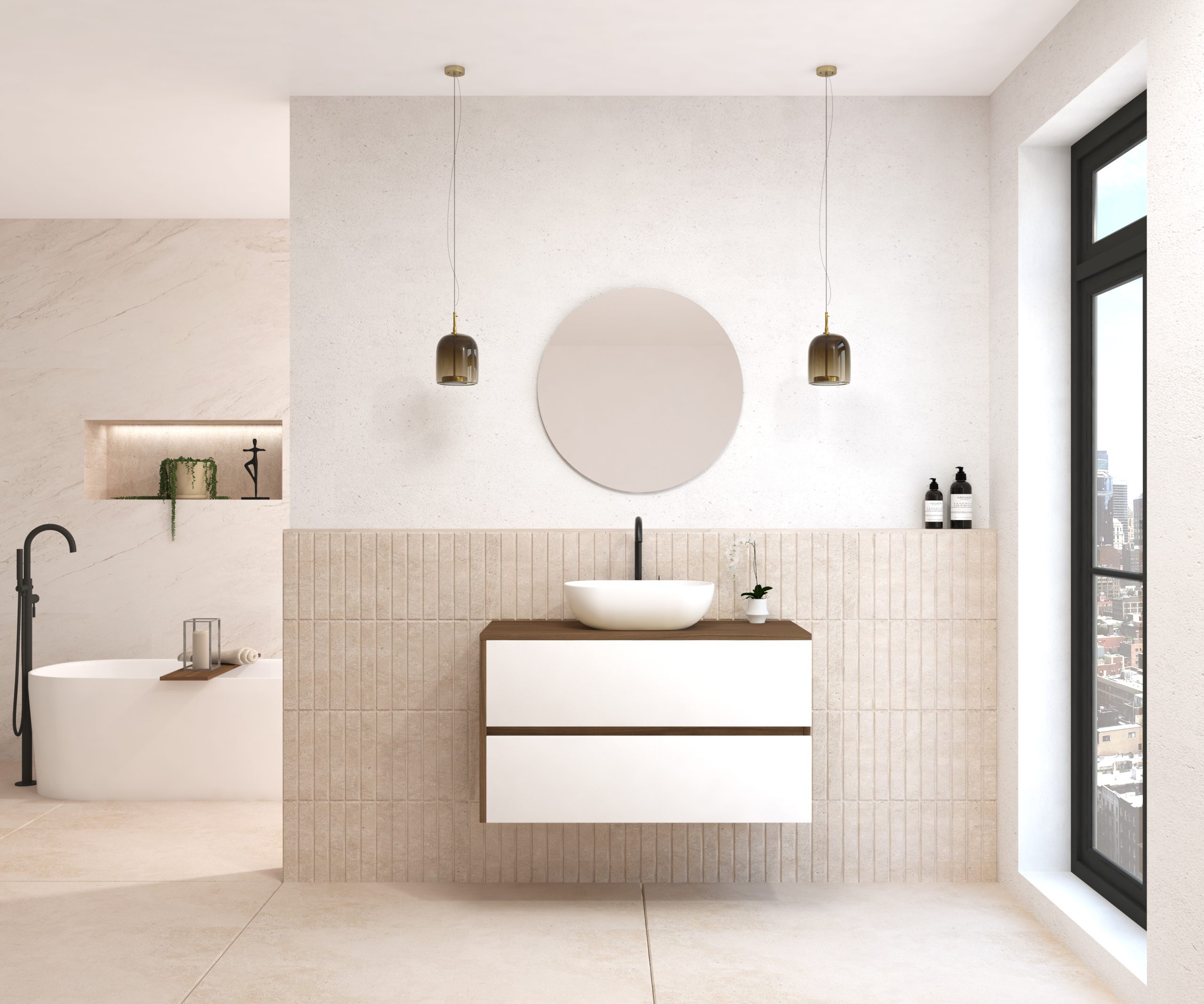 Pack BEUNEVEU + lavabo + miroir rond