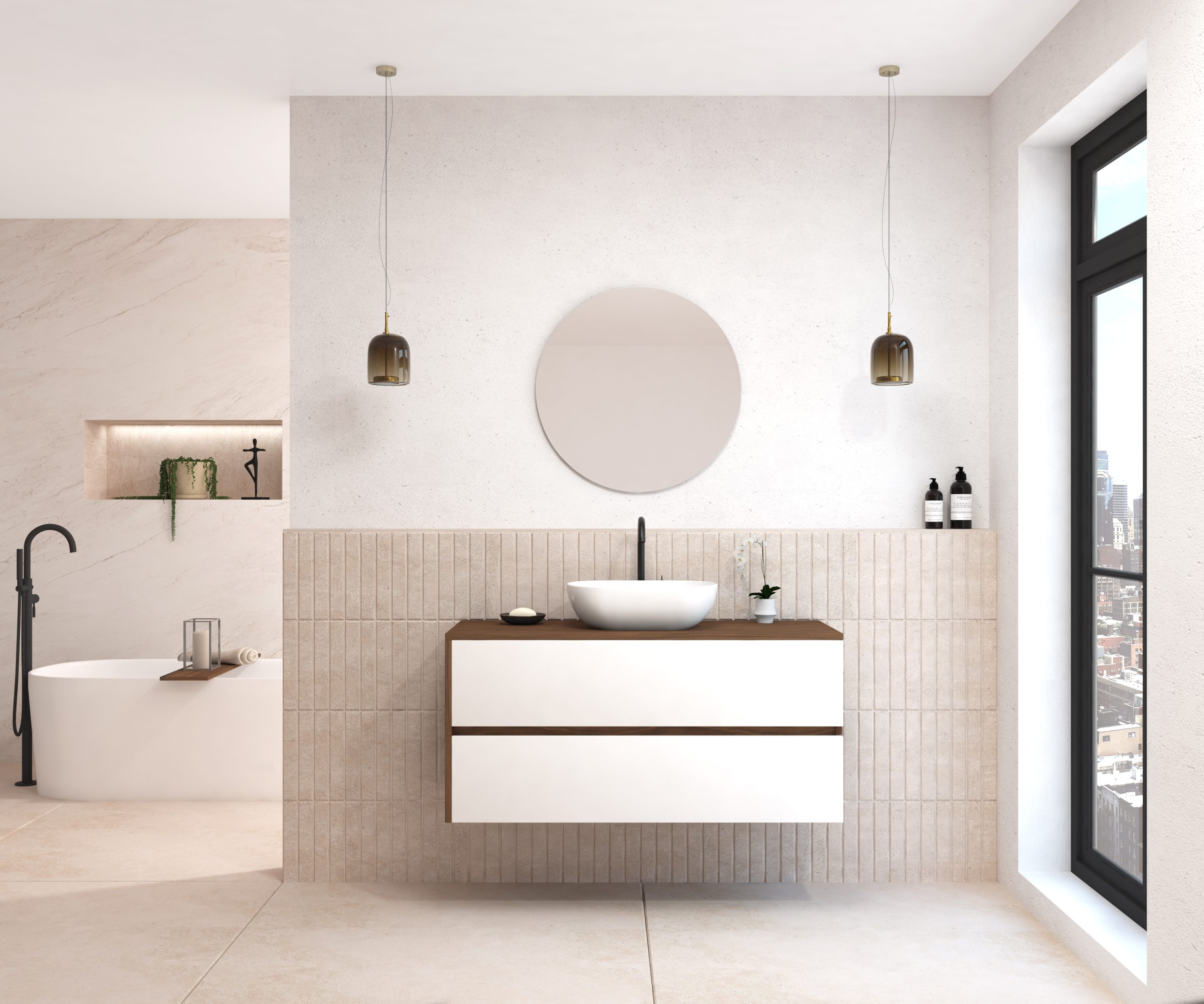 Pack BEUNEVEU + lavabo + miroir rond