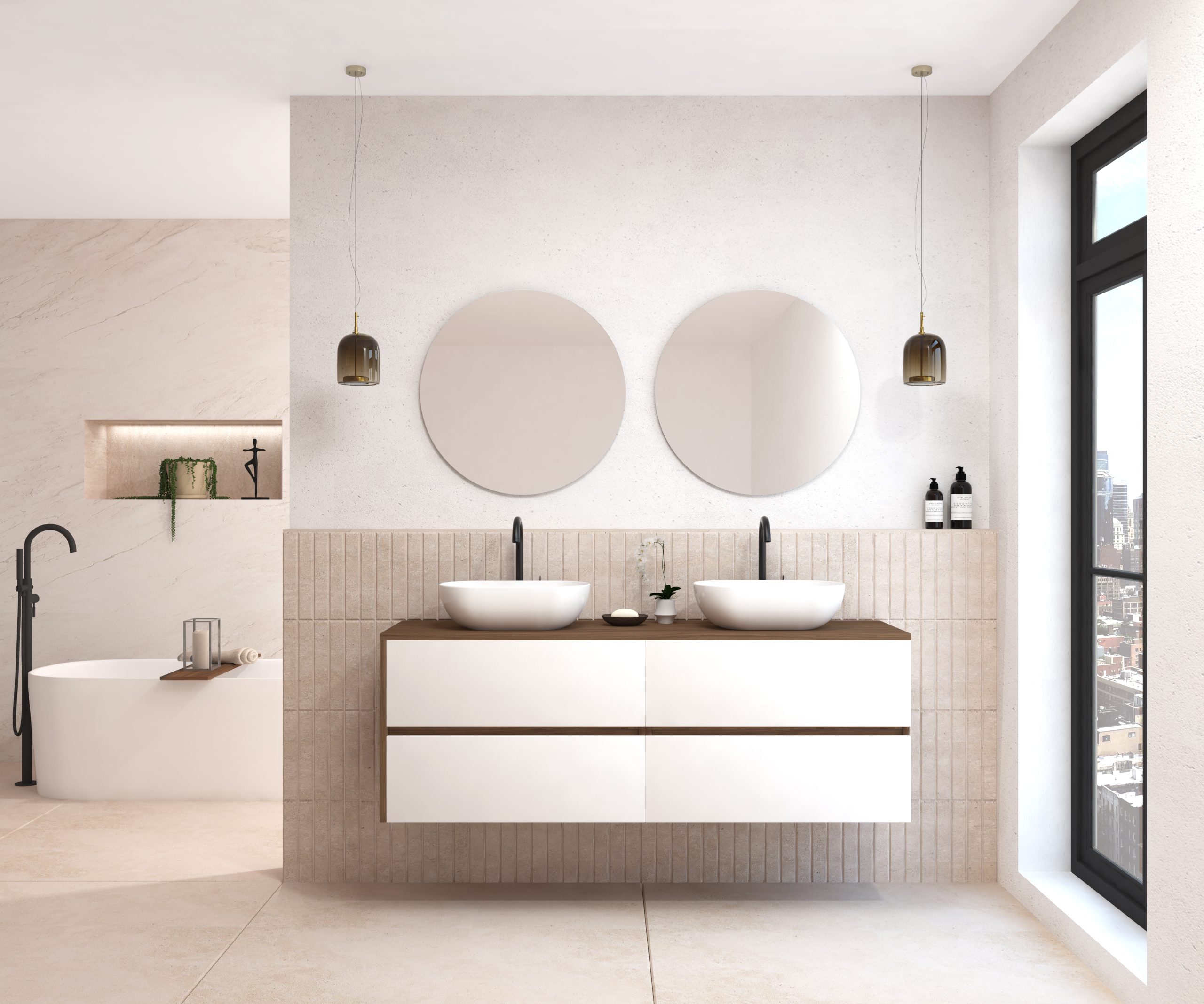 Pack BEUNEVEU + lavabo + miroir rond