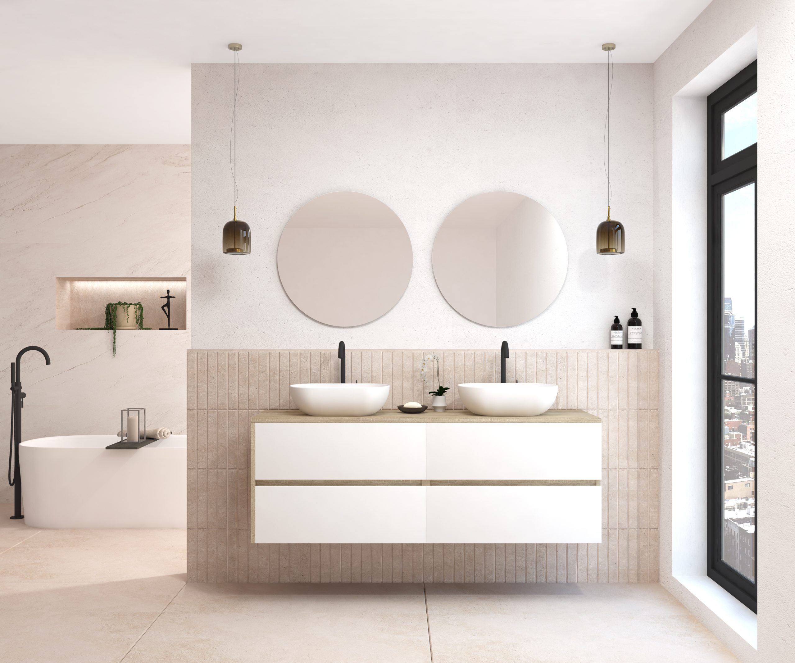 Pack BEUNEVEU + lavabo + miroir rond