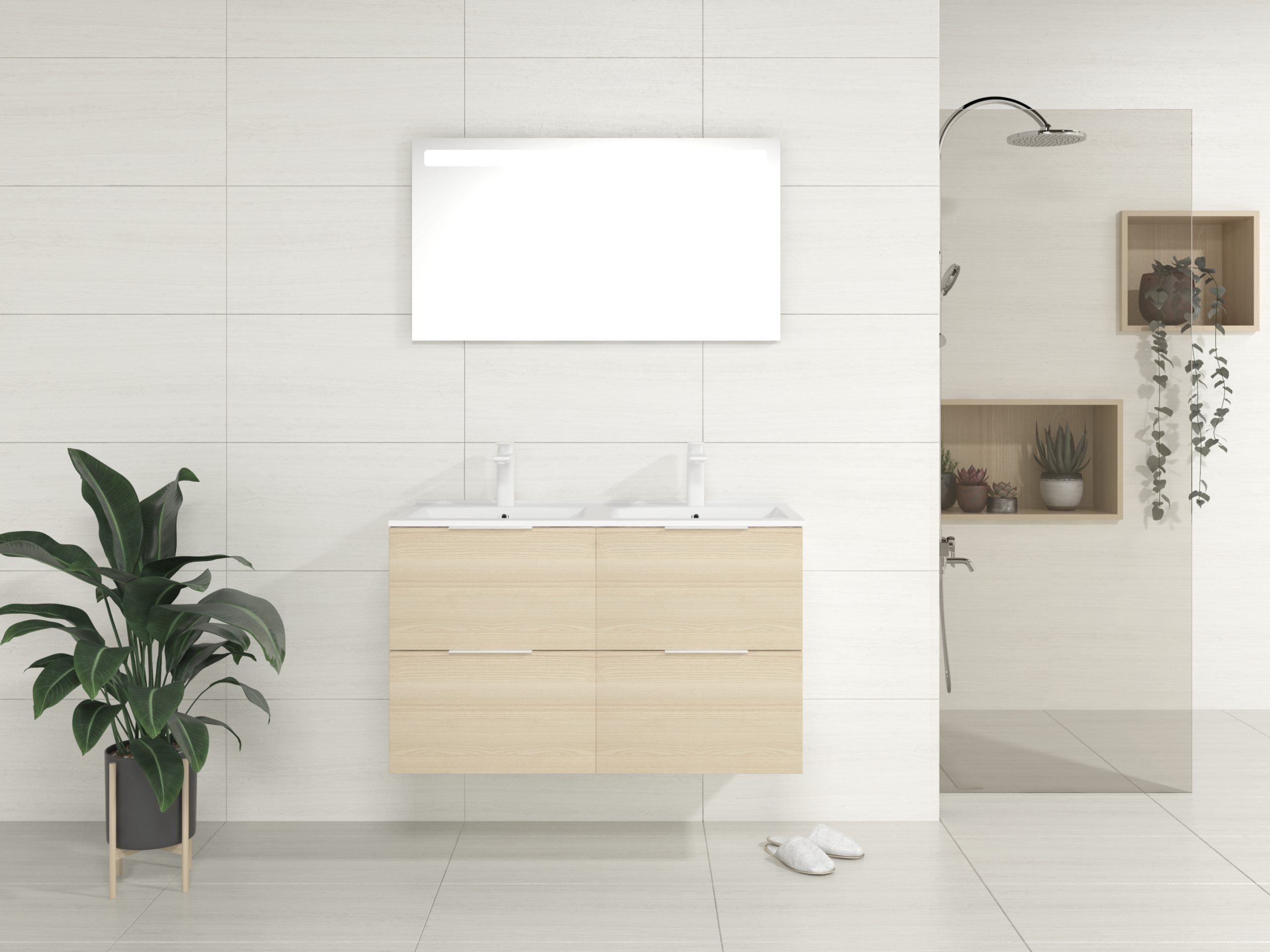 Pack Bruche + lavabo + miroir LED