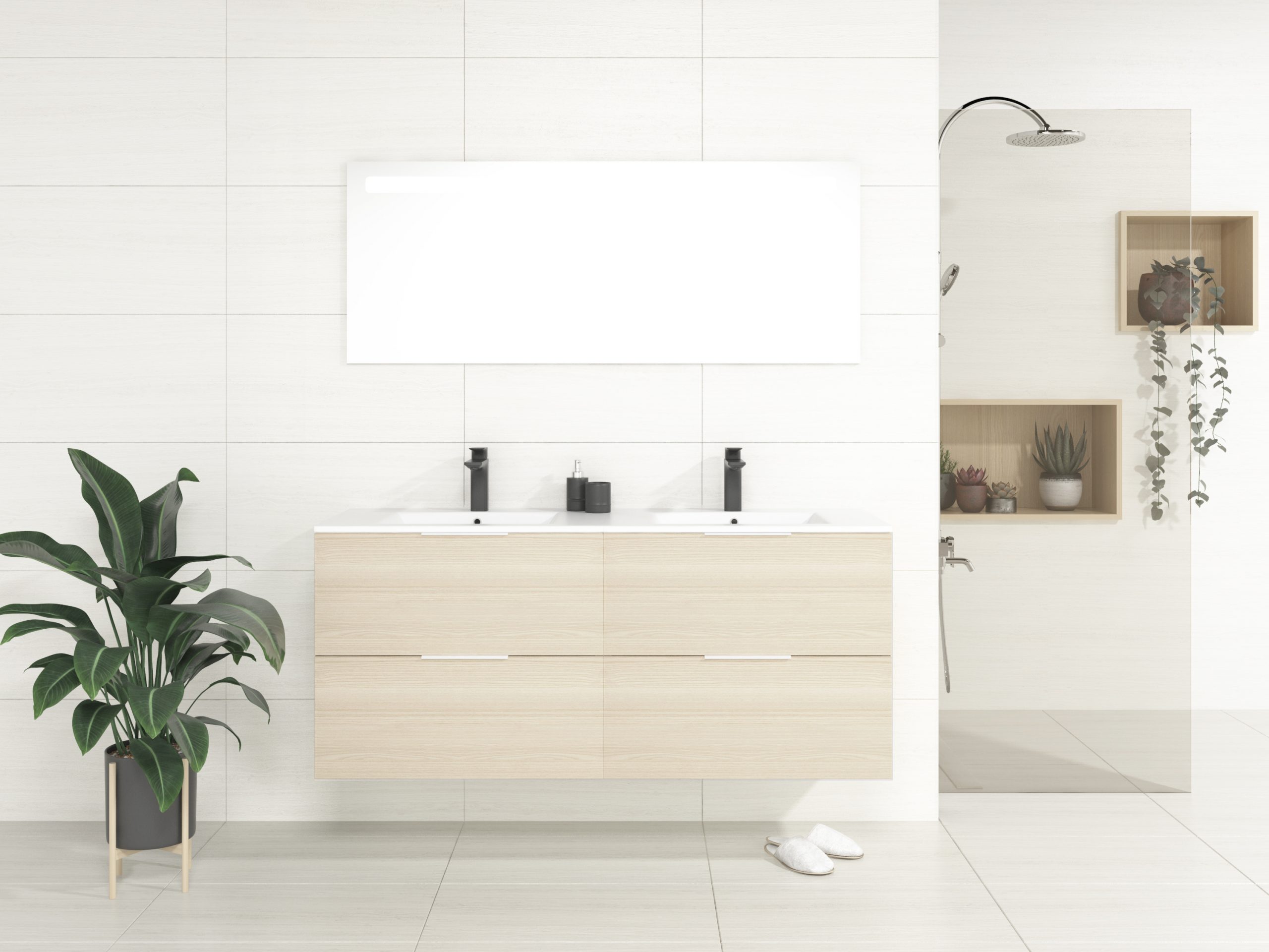 Pack Bruche + lavabo + miroir LED