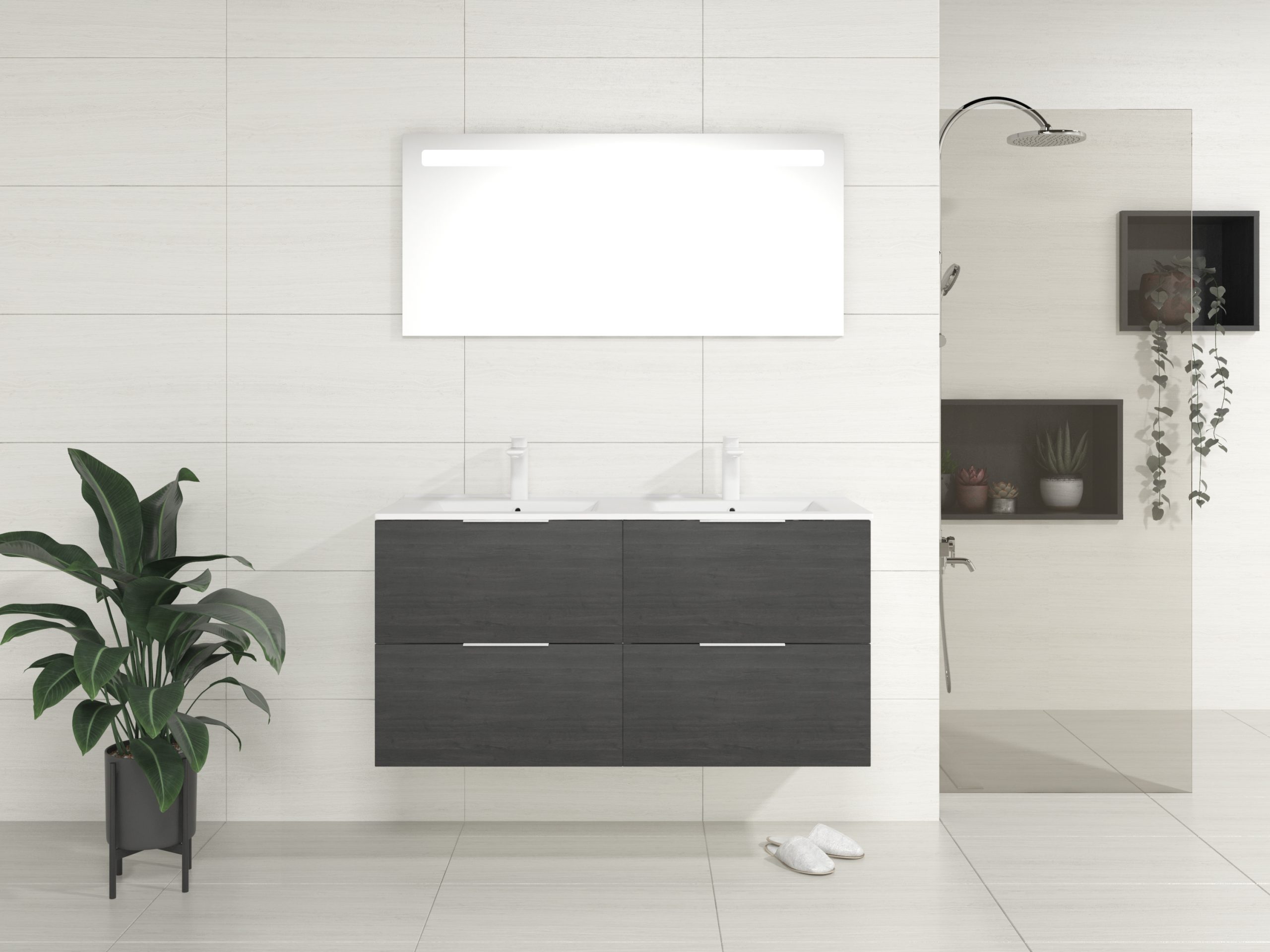 Pack Bruche + lavabo + miroir LED