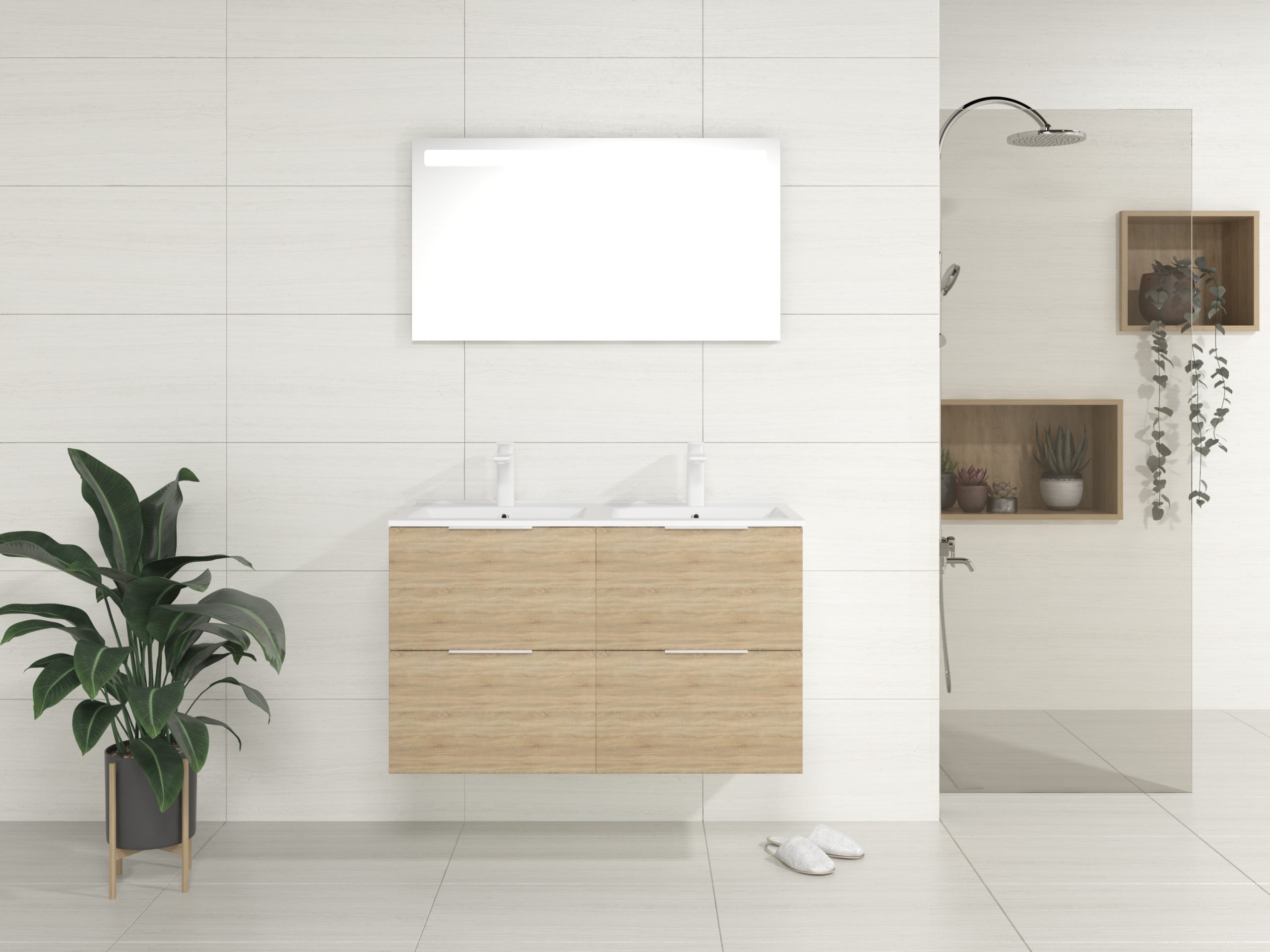 Pack Bruche + lavabo + miroir LED