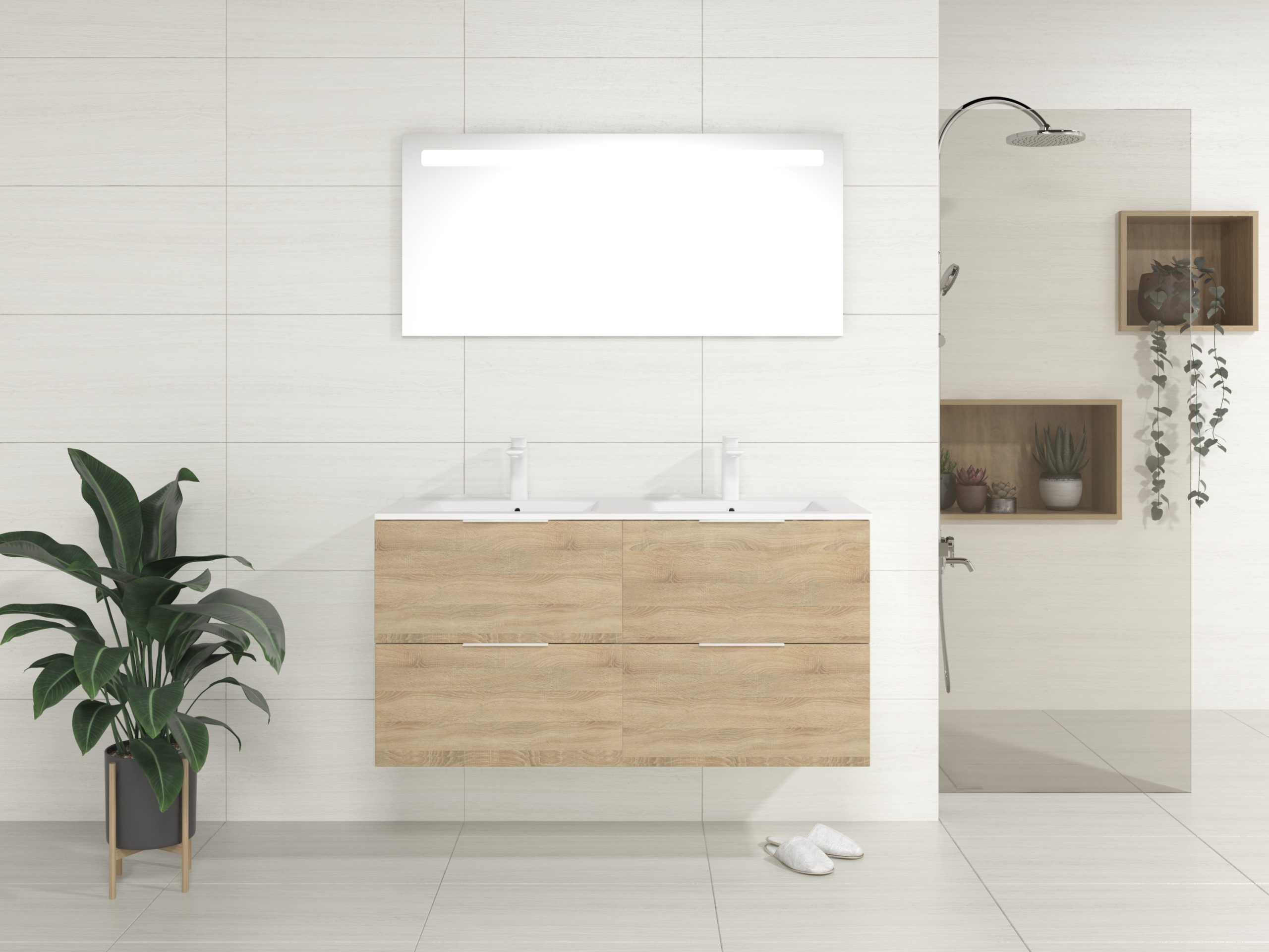 Pack Bruche + lavabo + miroir LED
