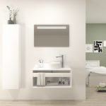 Pack Burdeos con lavabo y espejo LED