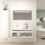 Pack Burdeos con lavabo y espejo LED