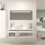 Pack Burdeos con lavabo y espejo LED