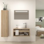Pack Burdeos con lavabo y espejo LED