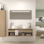 Pack Burdeos con lavabo y espejo LED