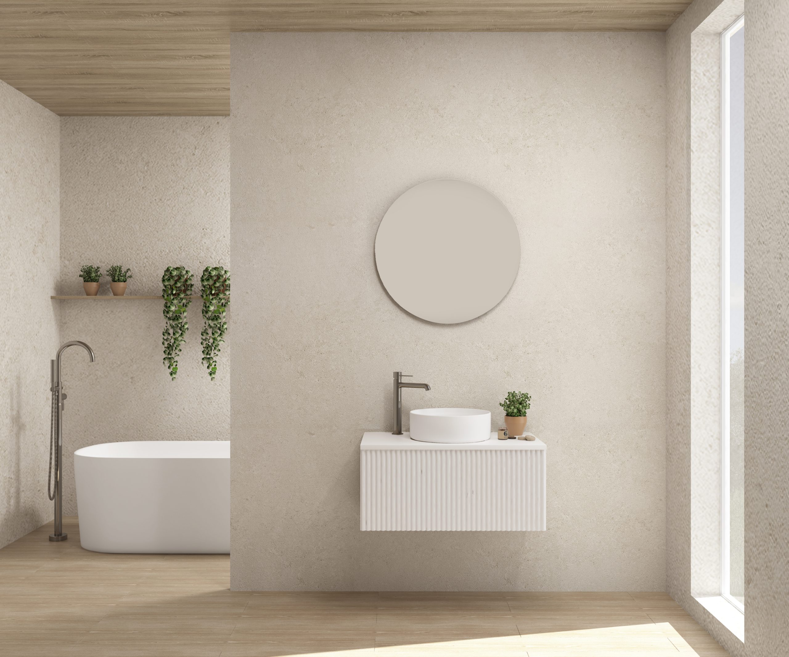 Pack FLAUBERT + lavabo + miroir rond