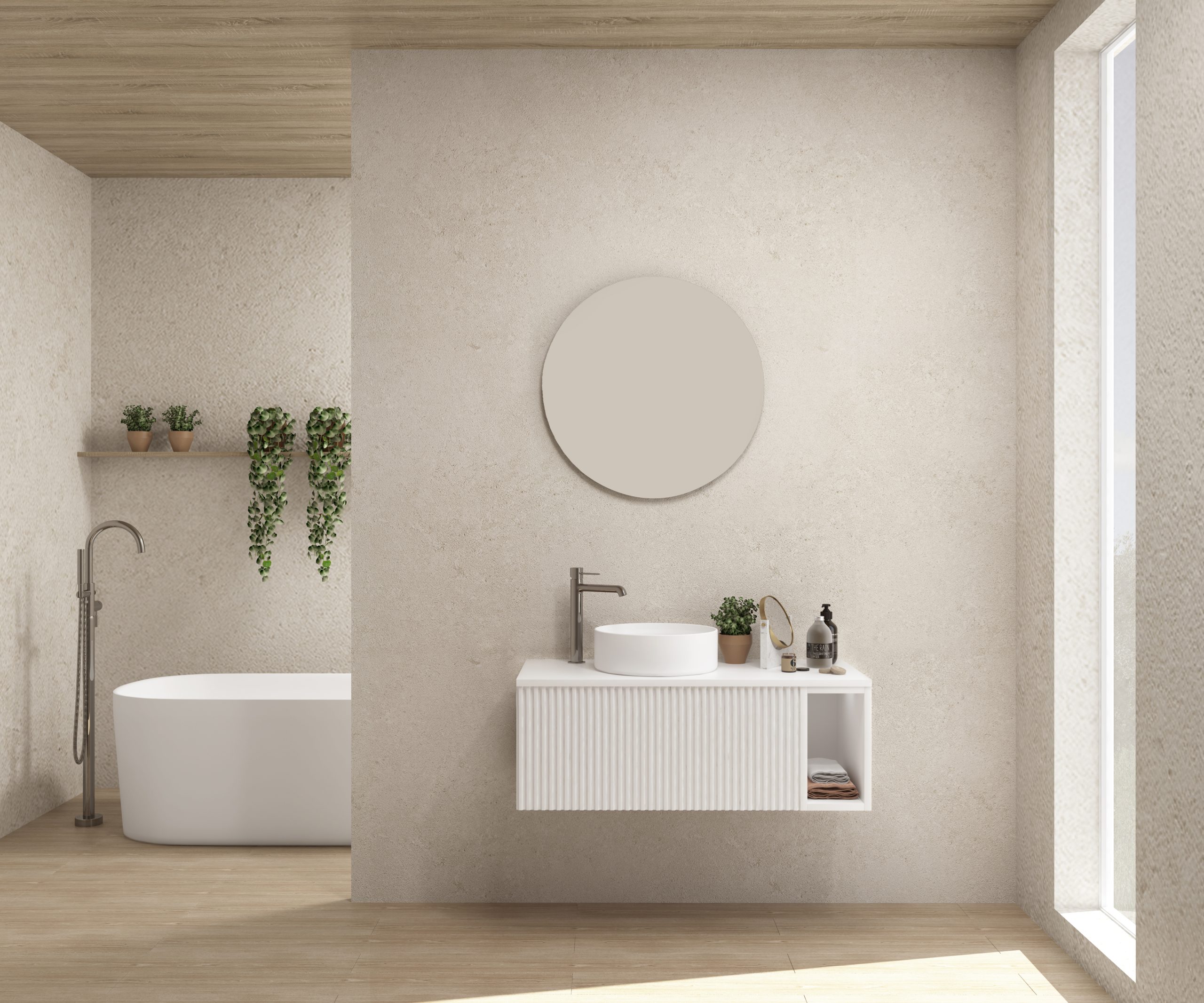 Pack FLAUBERT + lavabo + miroir rond