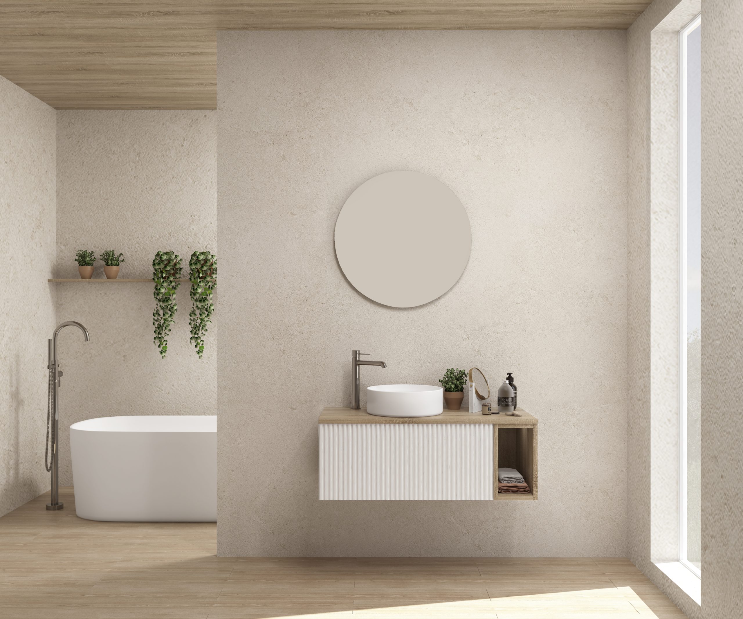 Pack FLAUBERT + lavabo + miroir rond