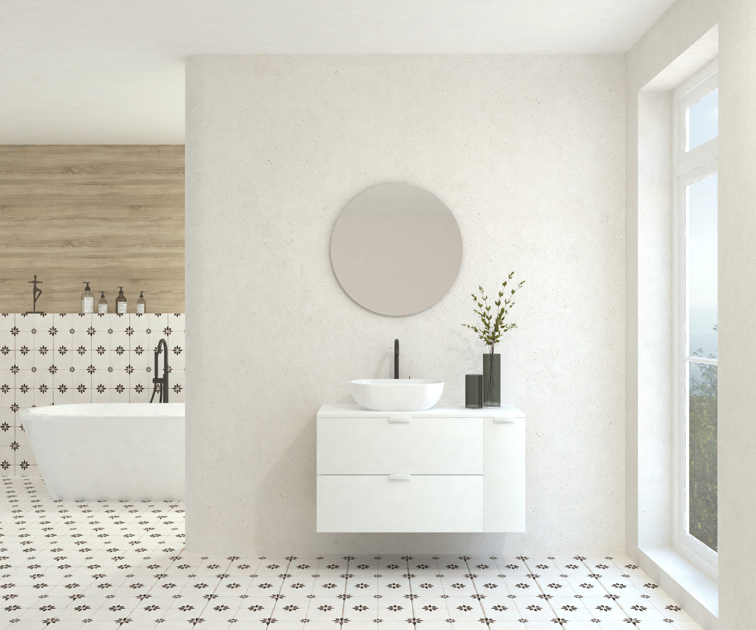 Pack GEBELIN + lavabo + miroir rond