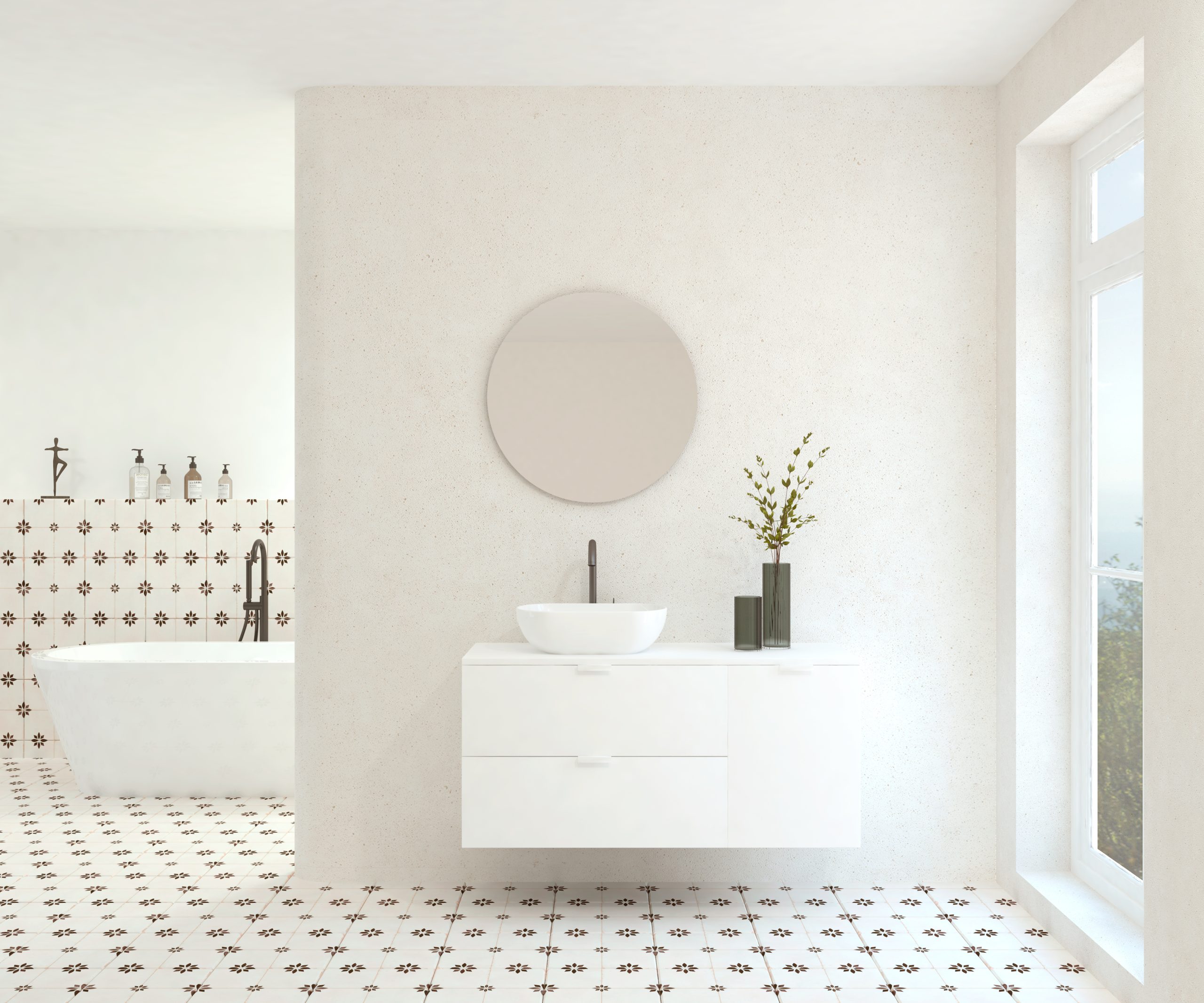 Pack GEBELIN + lavabo + miroir rond