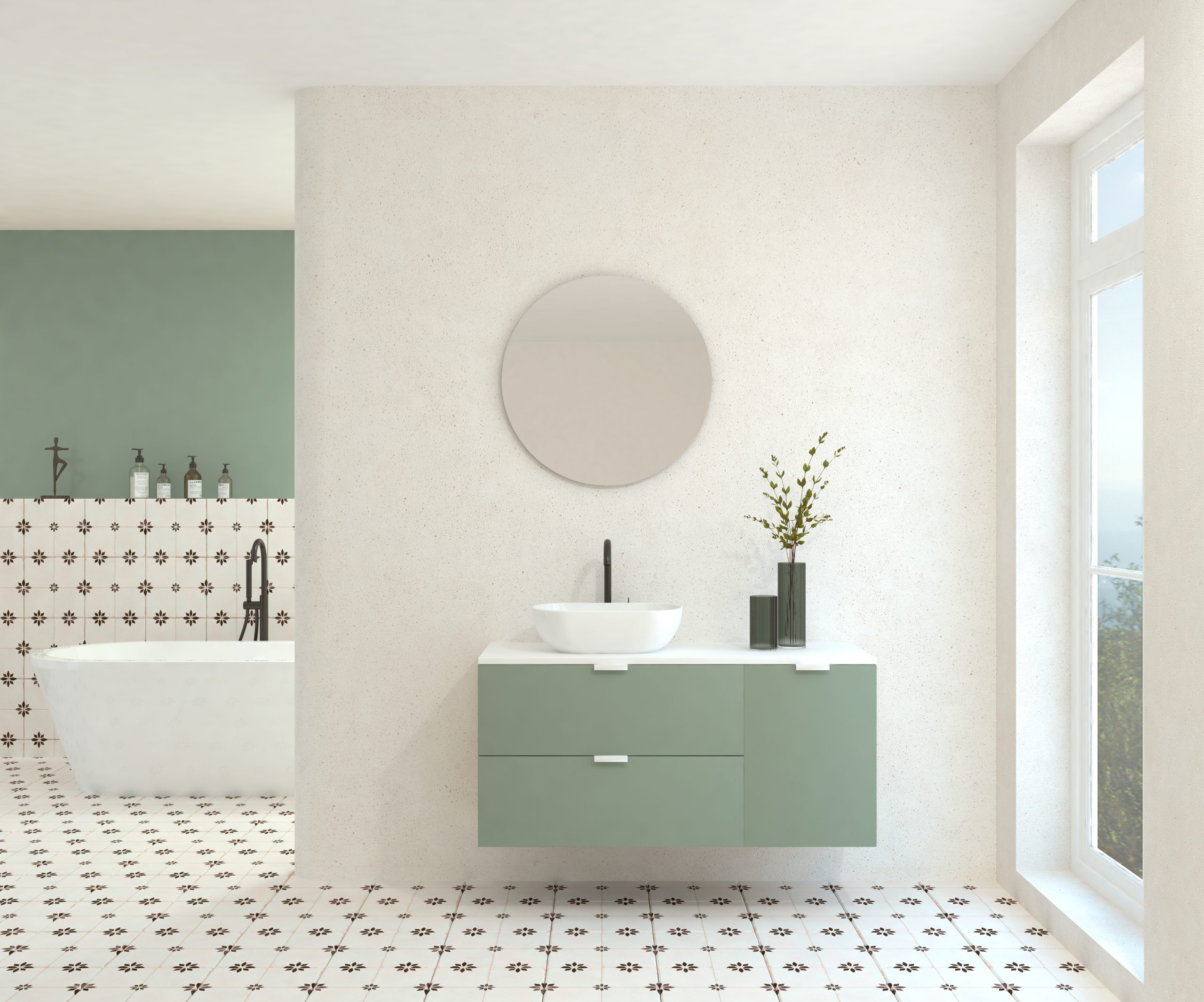 Pack GEBELIN + lavabo + miroir rond