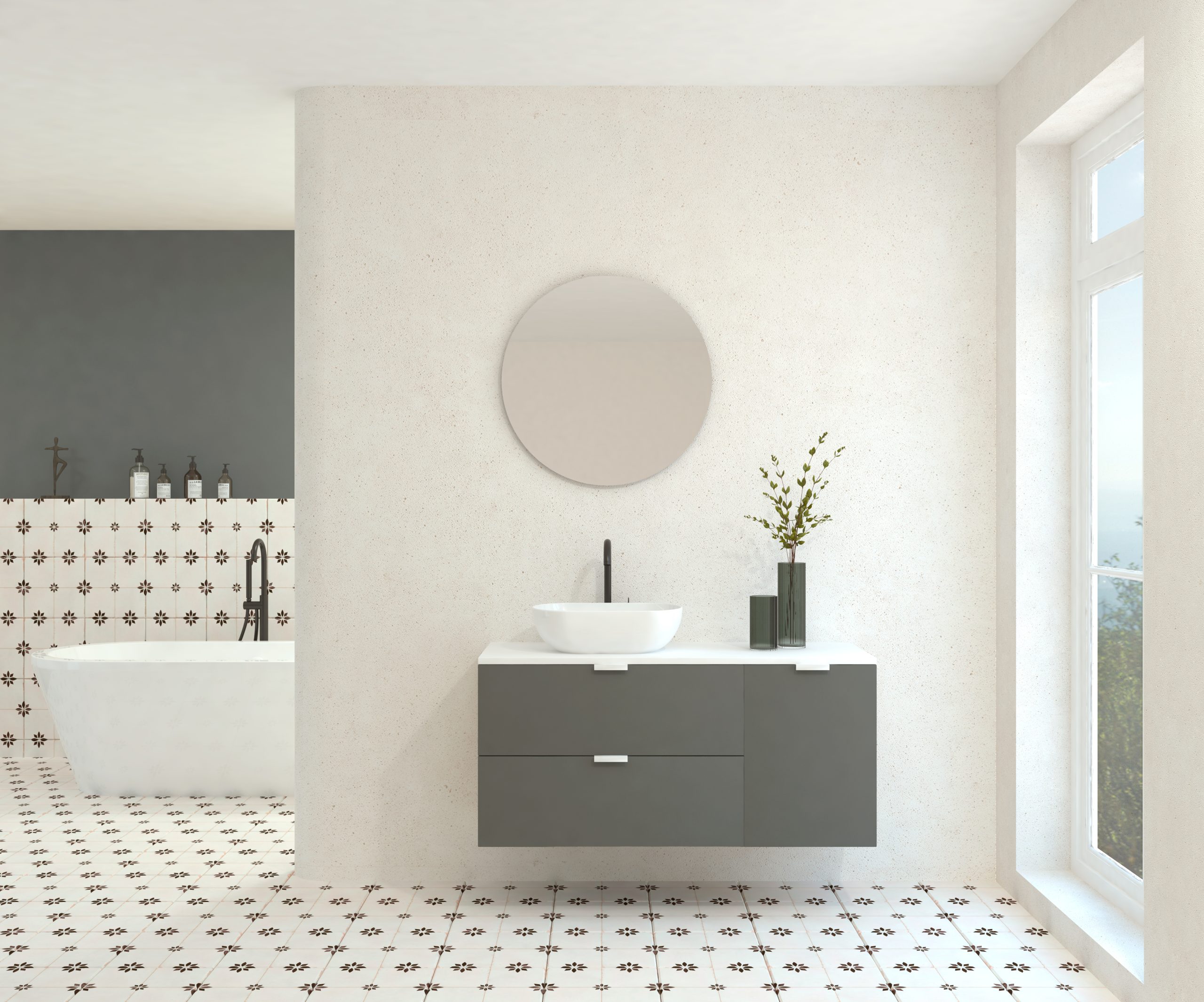 Pack GEBELIN + lavabo + miroir rond