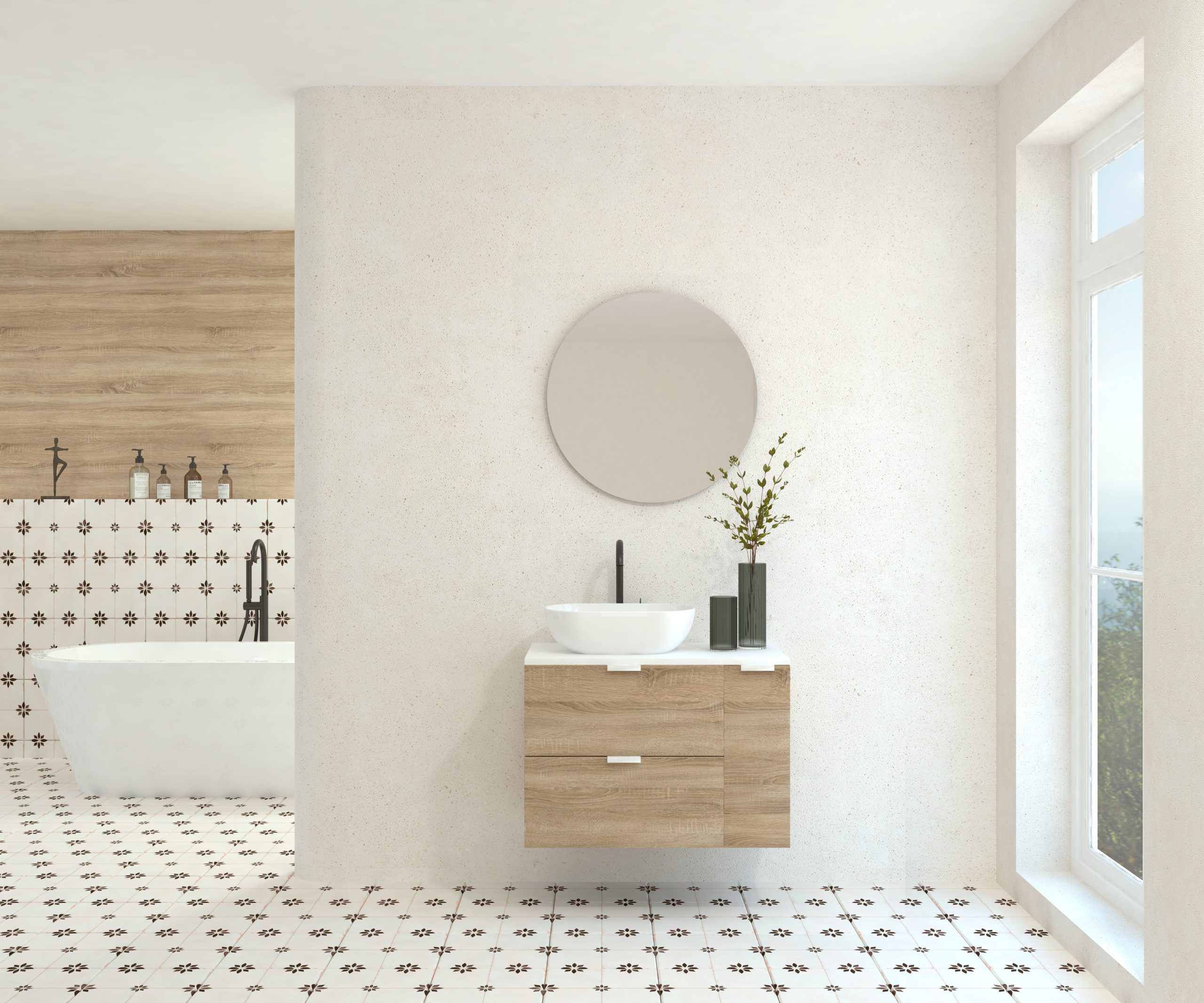 Pack GEBELIN + lavabo + miroir rond