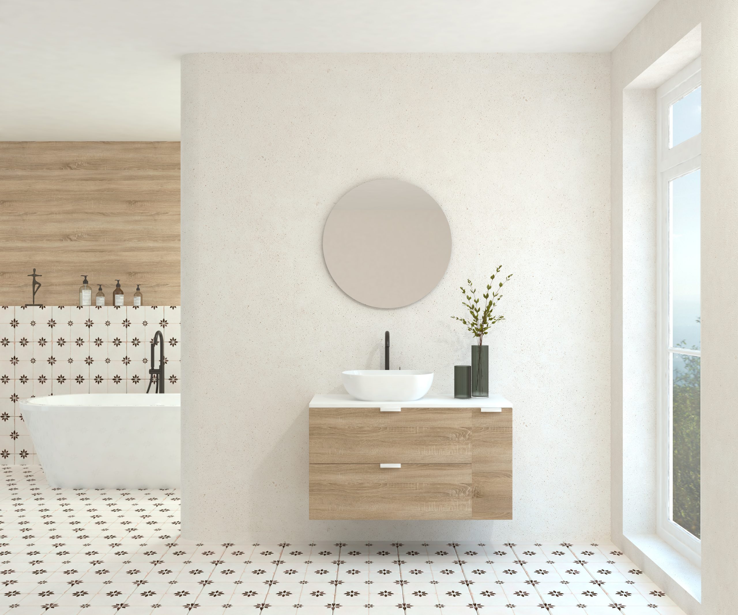 Pack GEBELIN + lavabo + miroir rond