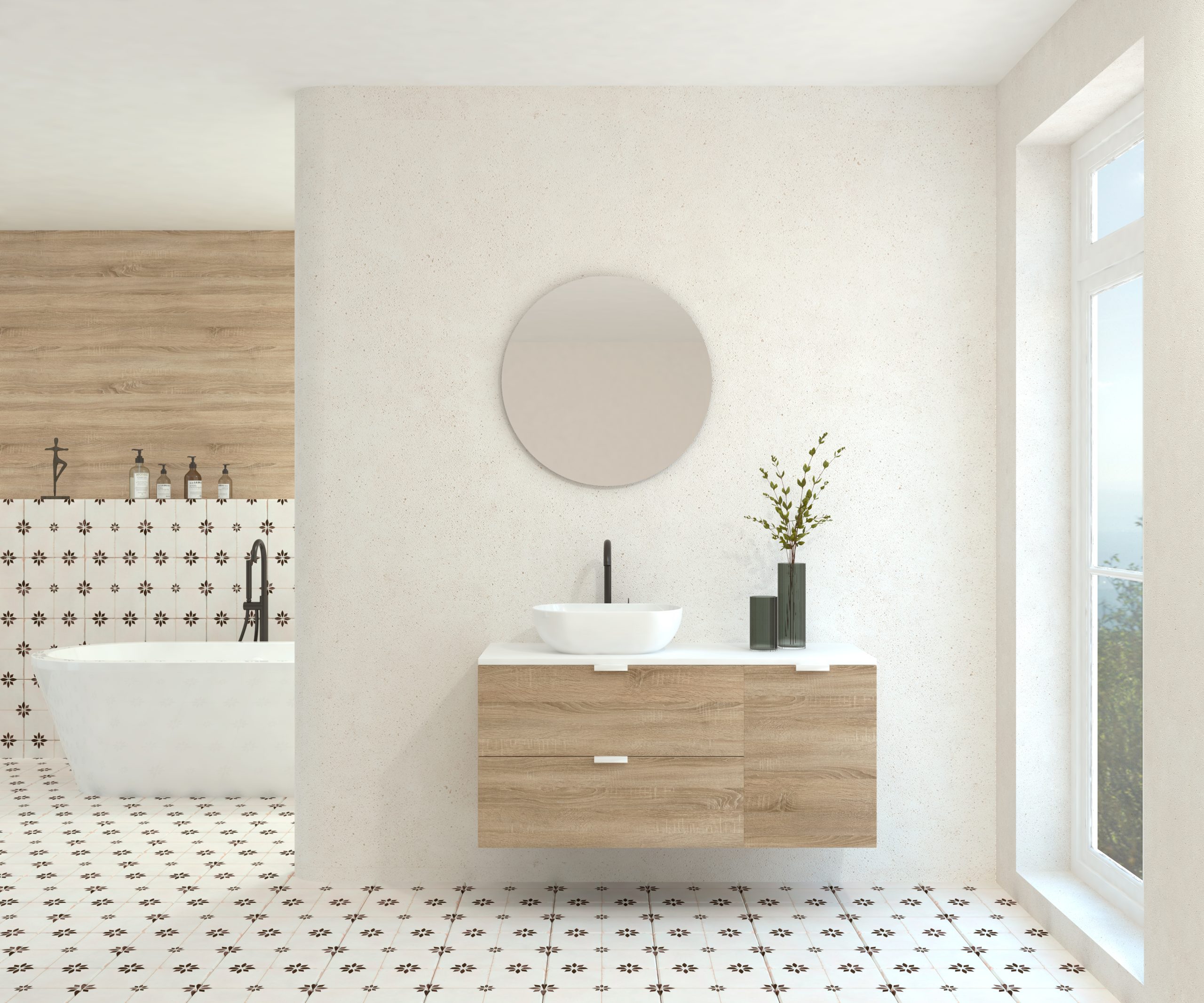 Pack GEBELIN + lavabo + miroir rond