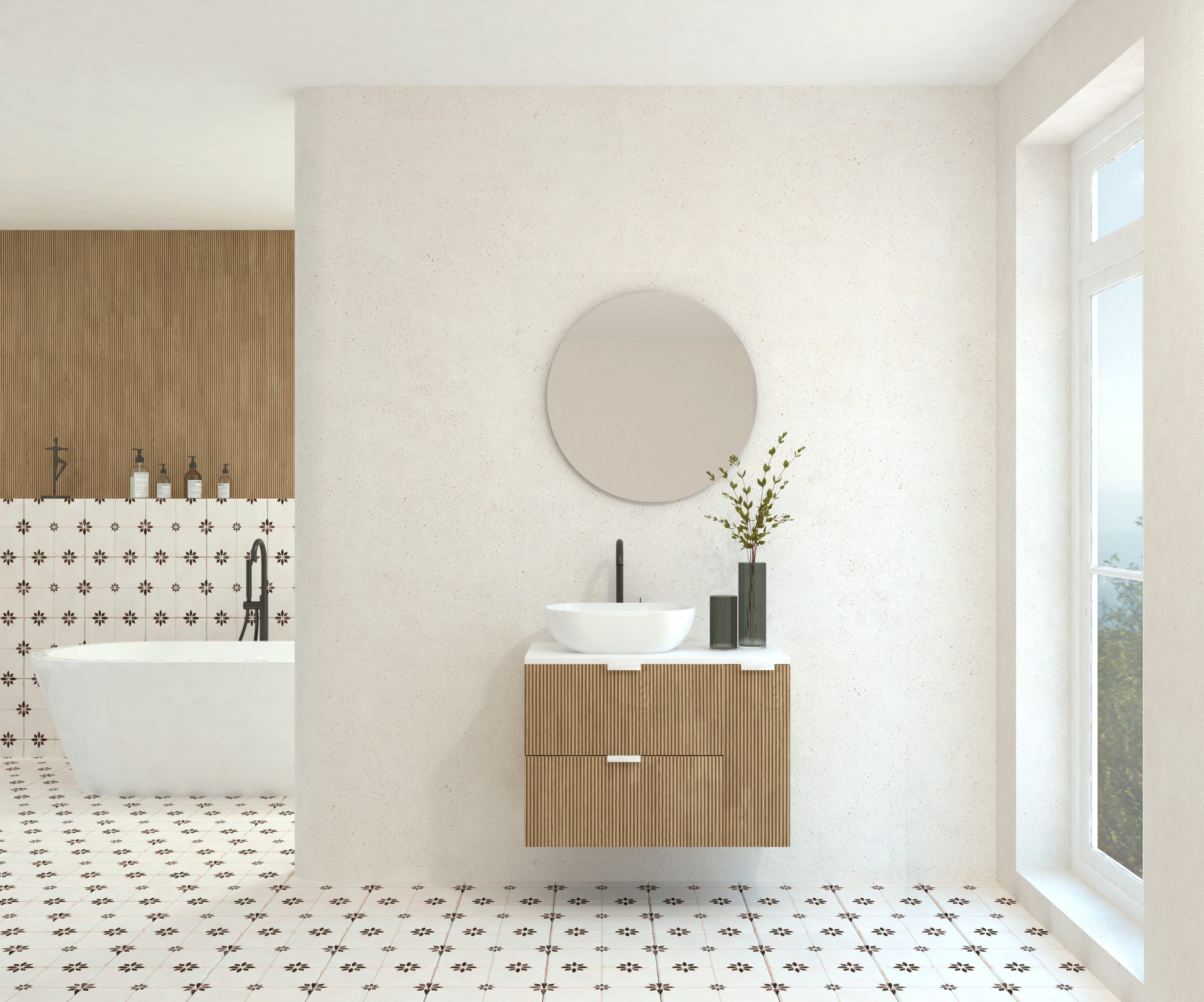 Pack GEBELIN + lavabo + miroir rond