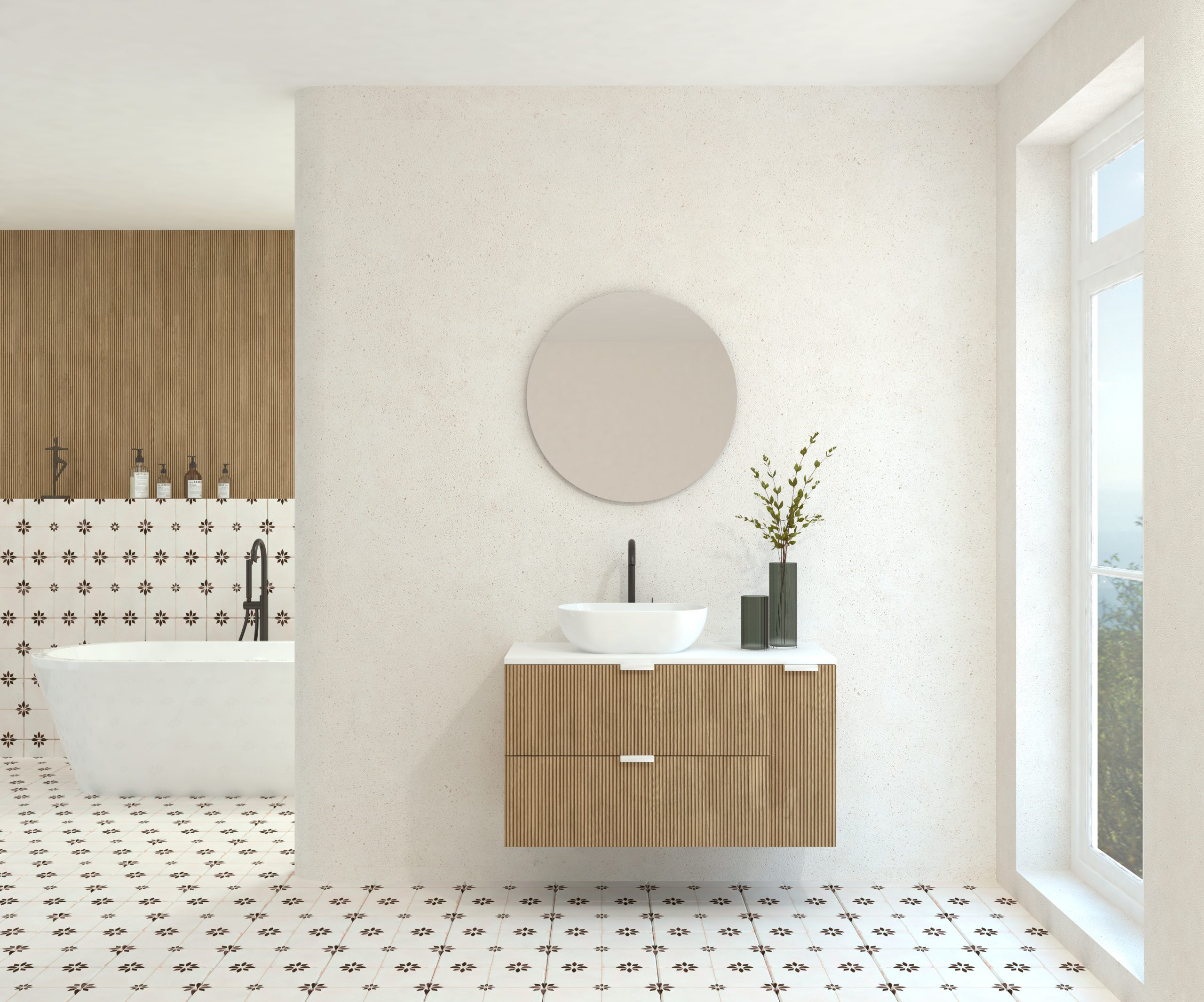 Pack GEBELIN + lavabo + miroir rond