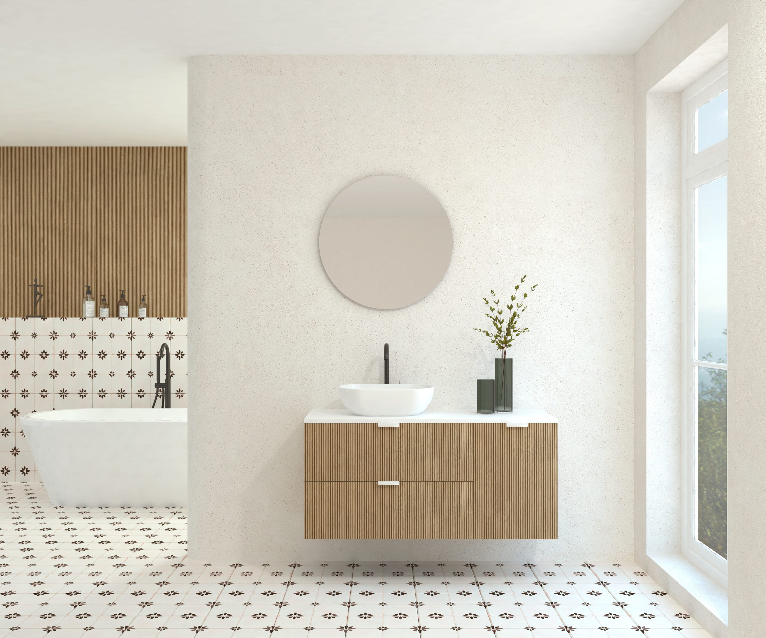 Pack GEBELIN + lavabo + miroir rond