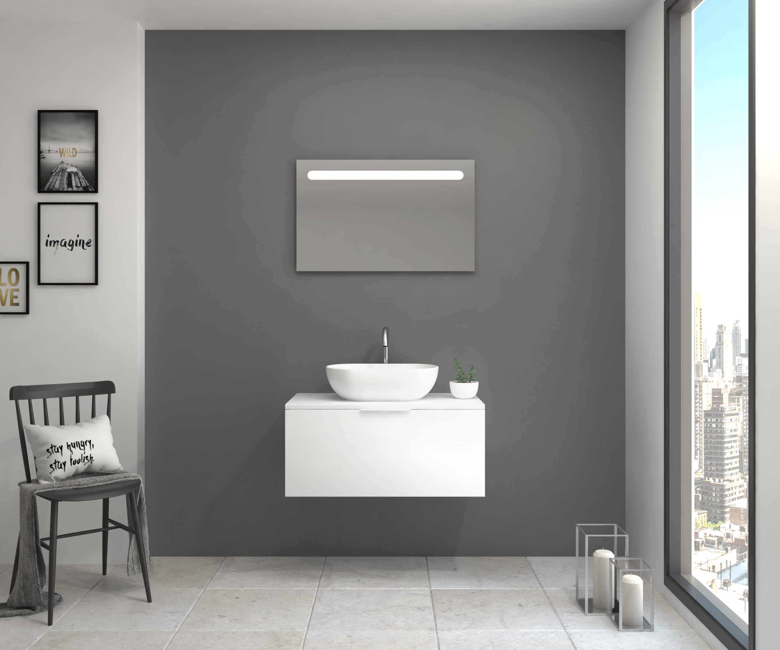 Pack Indre con lavabo y espejo LED