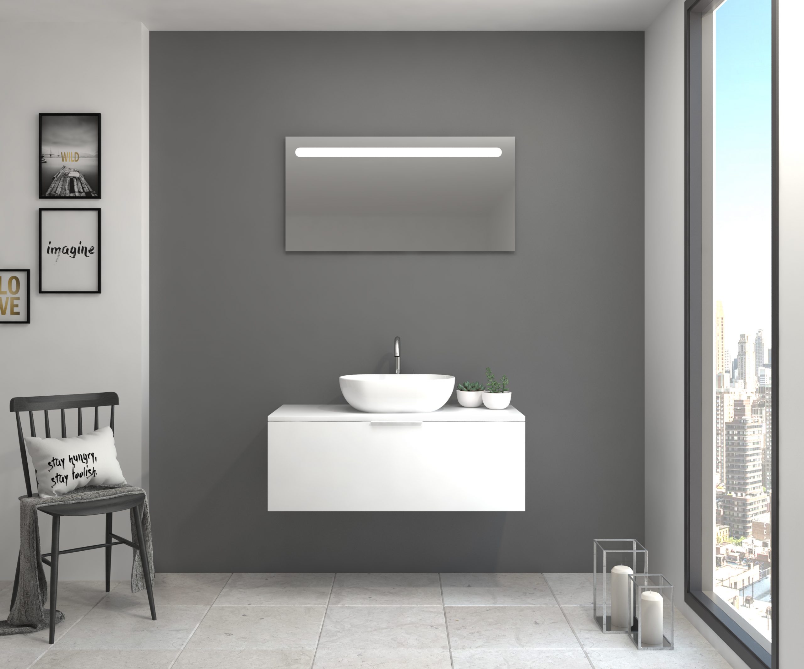 Pack Indre con lavabo y espejo LED
