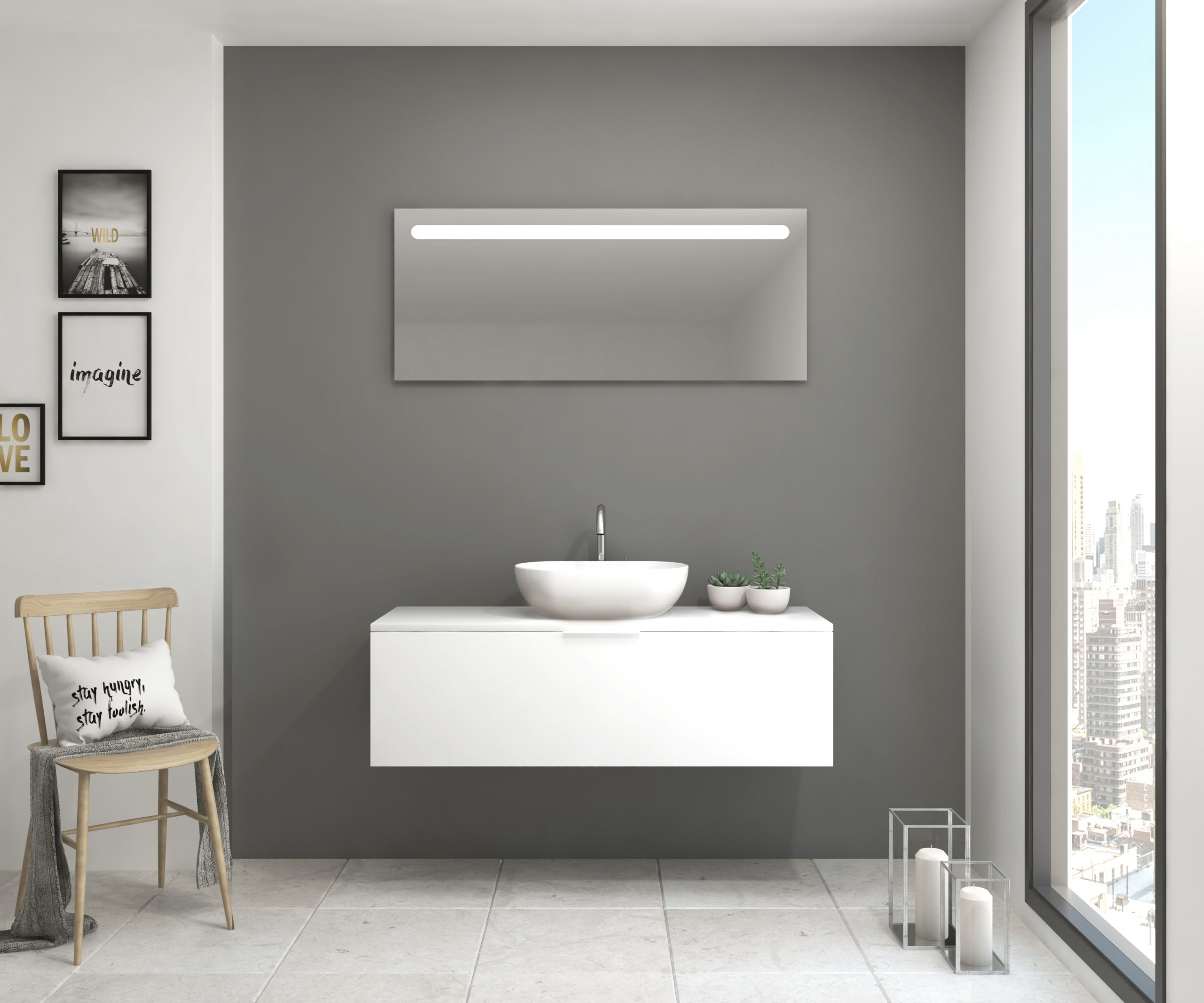 Pack Indre con lavabo y espejo LED