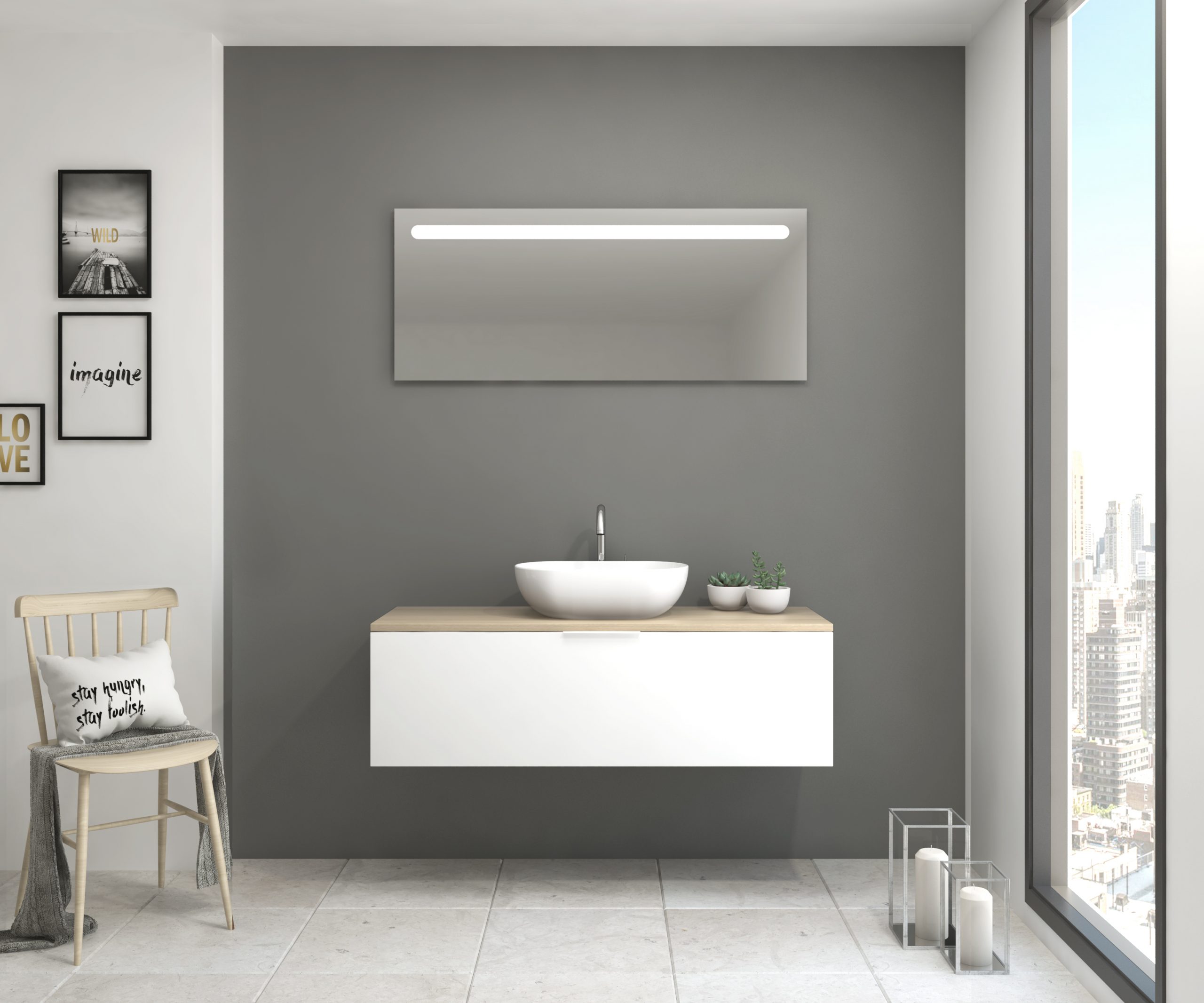 Pack Indre con lavabo y espejo LED
