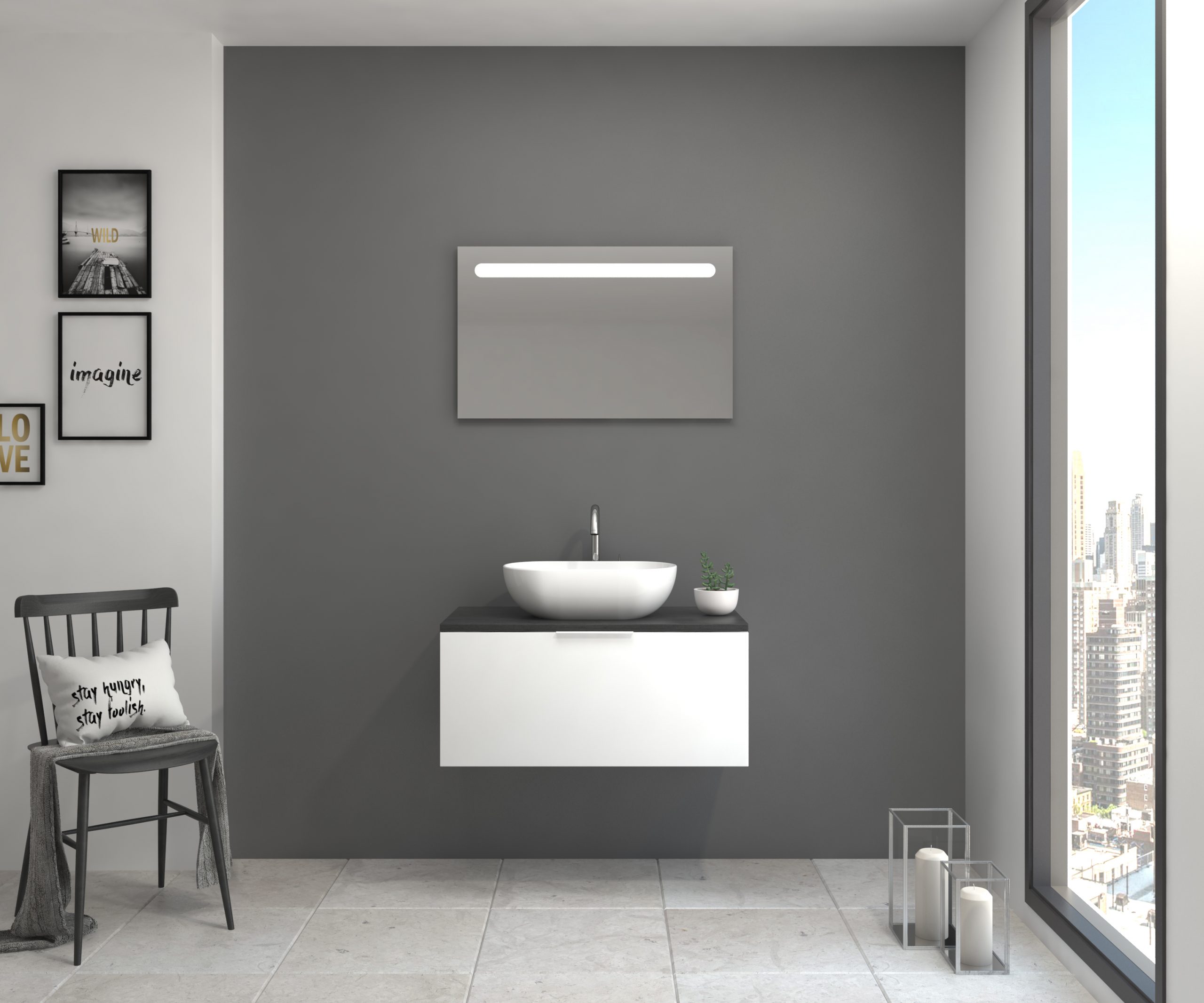 Pack Indre con lavabo y espejo LED