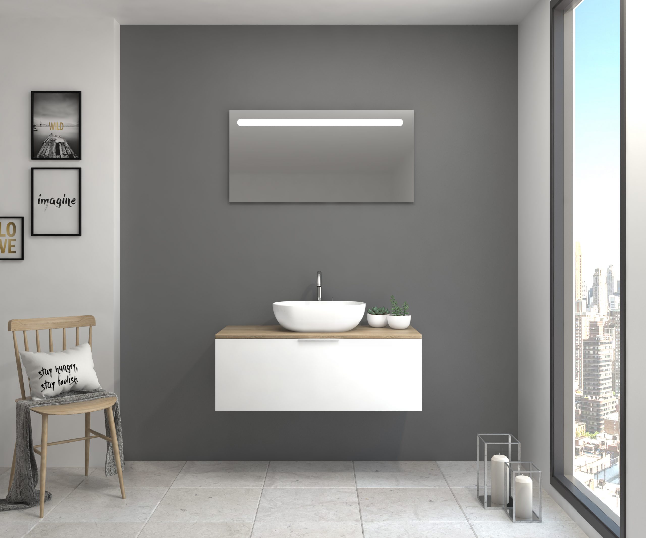 Pack Indre con lavabo y espejo LED