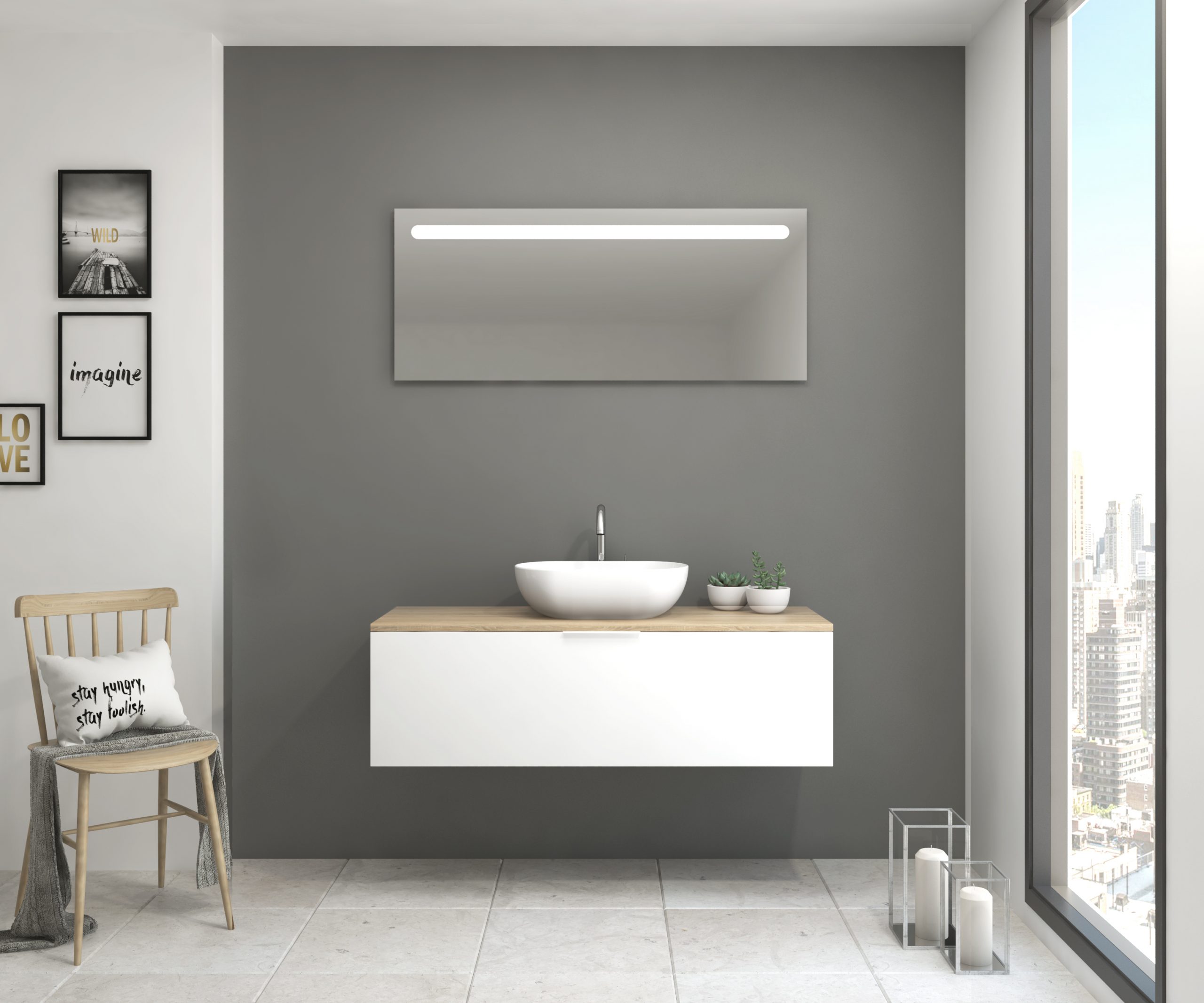 Pack Indre con lavabo y espejo LED