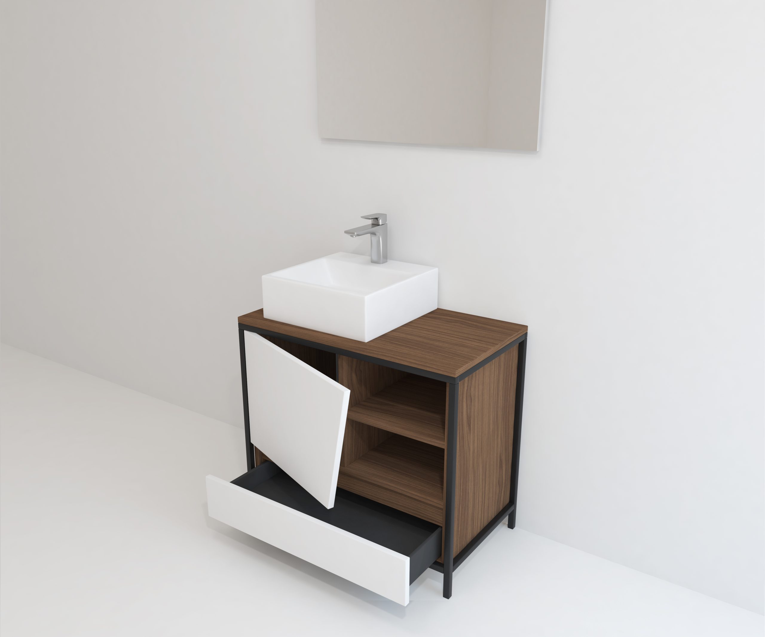 Pack Iron Rennes avec lavabo et miroir LED
