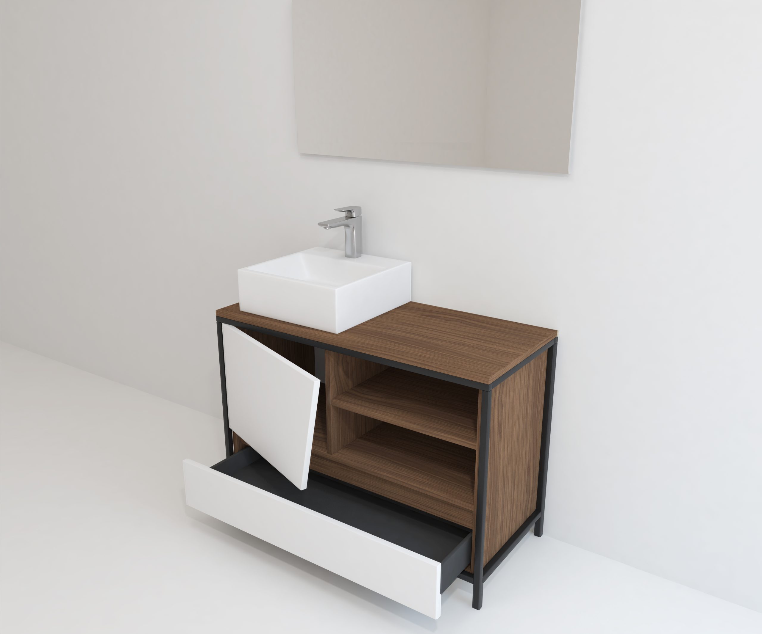 Pack Iron Rennes avec lavabo et miroir LED