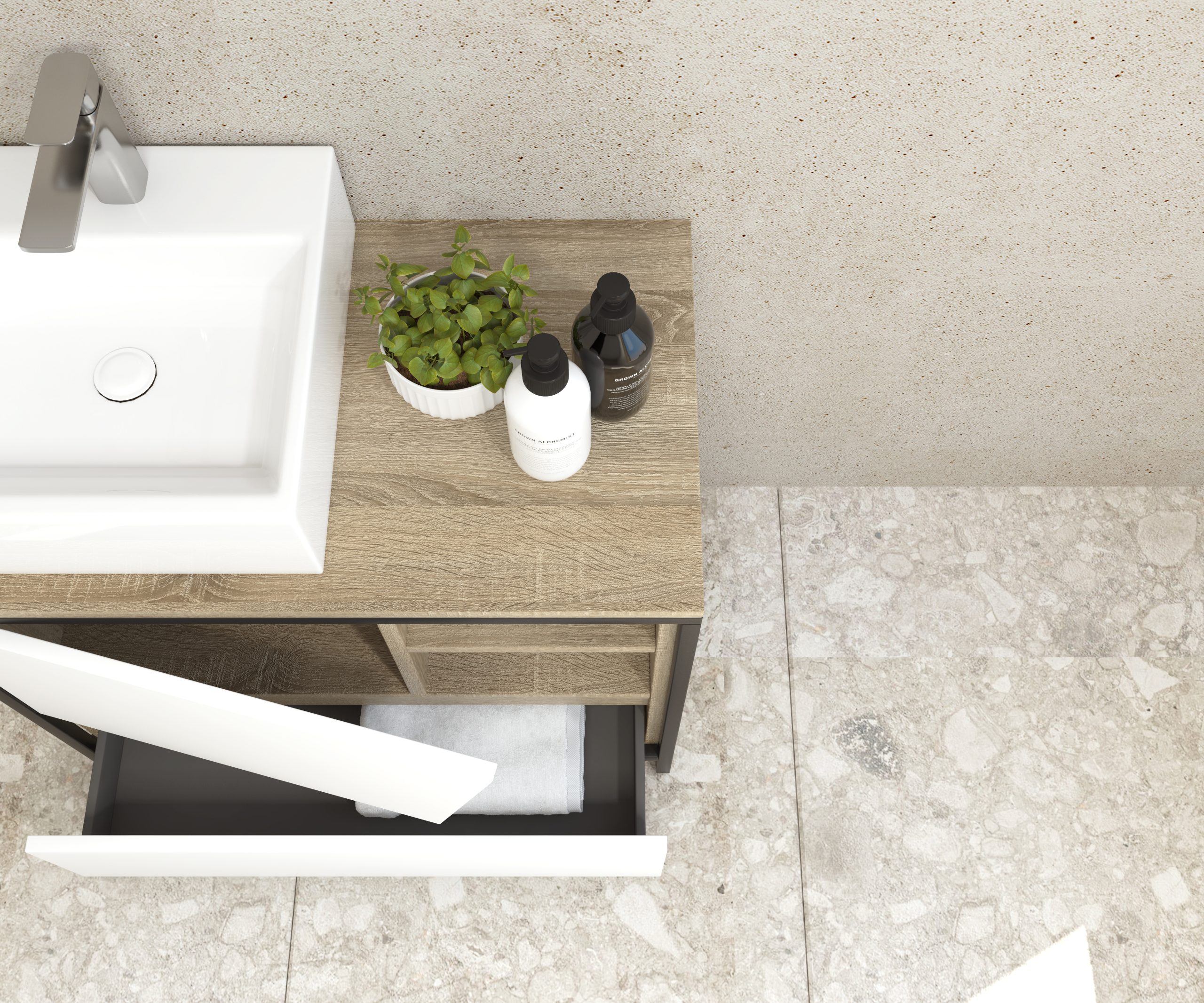 Pack Iron Rennes avec lavabo et miroir LED