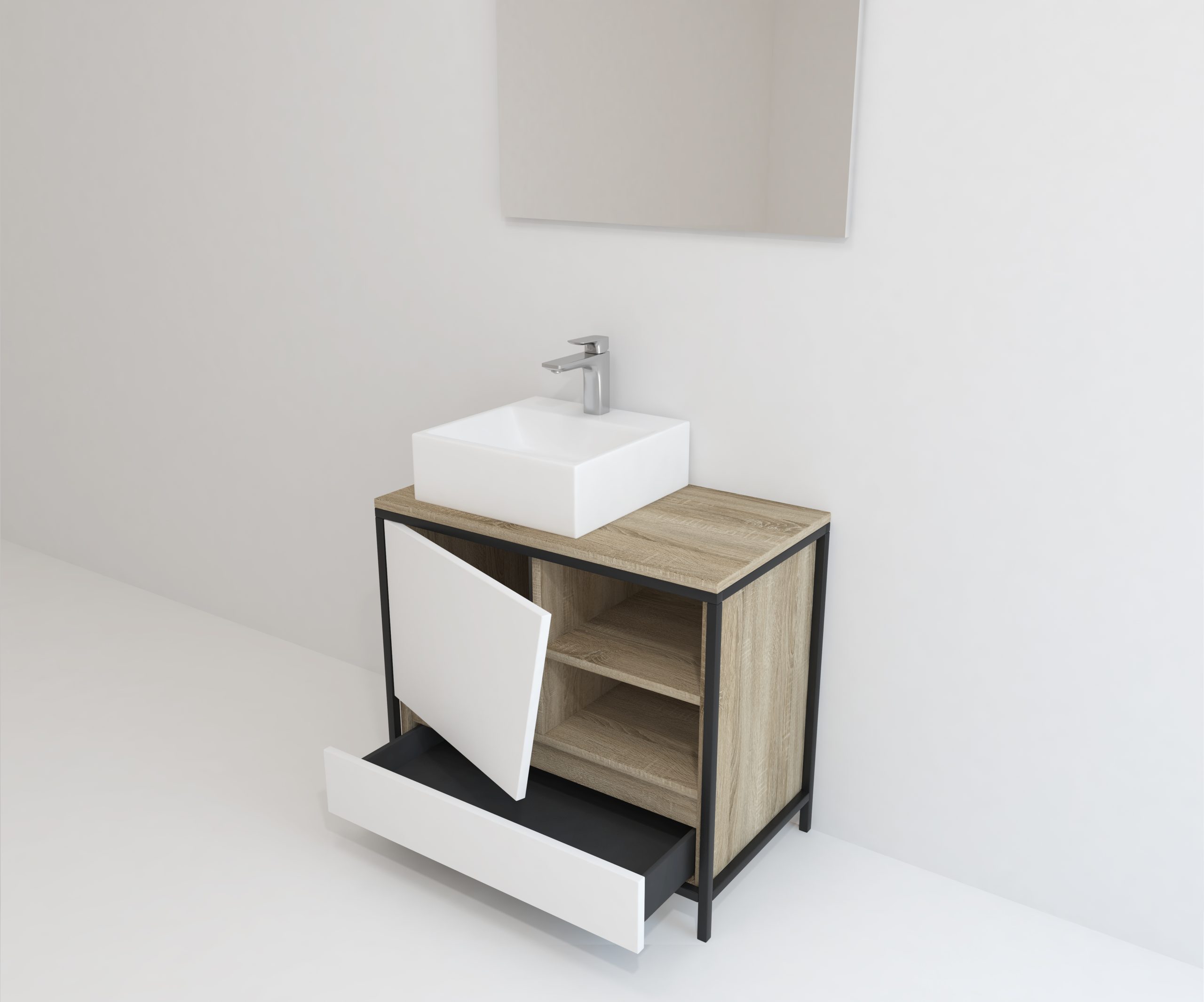 Pack Iron Rennes avec lavabo et miroir LED