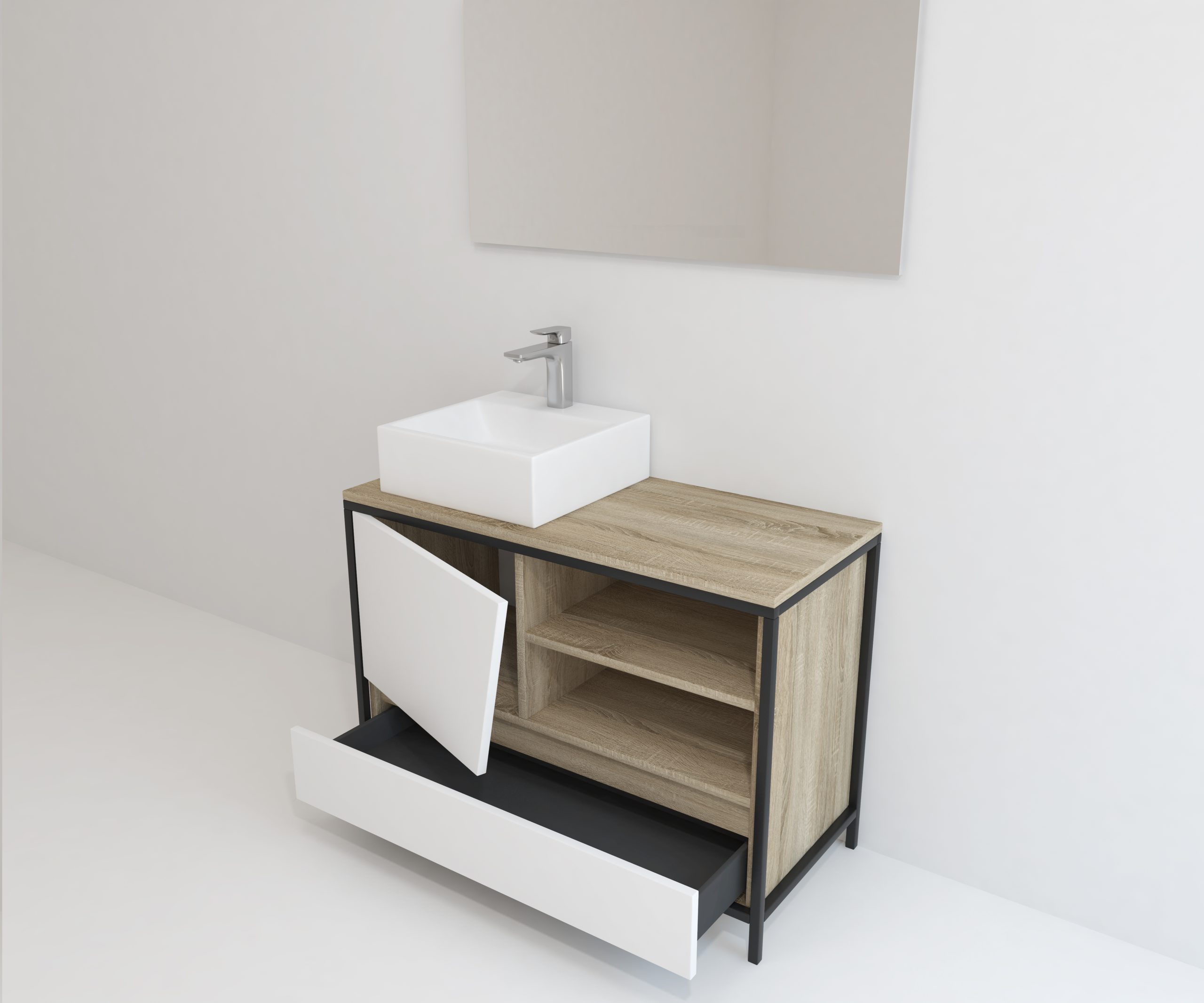 Pack Iron Rennes avec lavabo et miroir LED