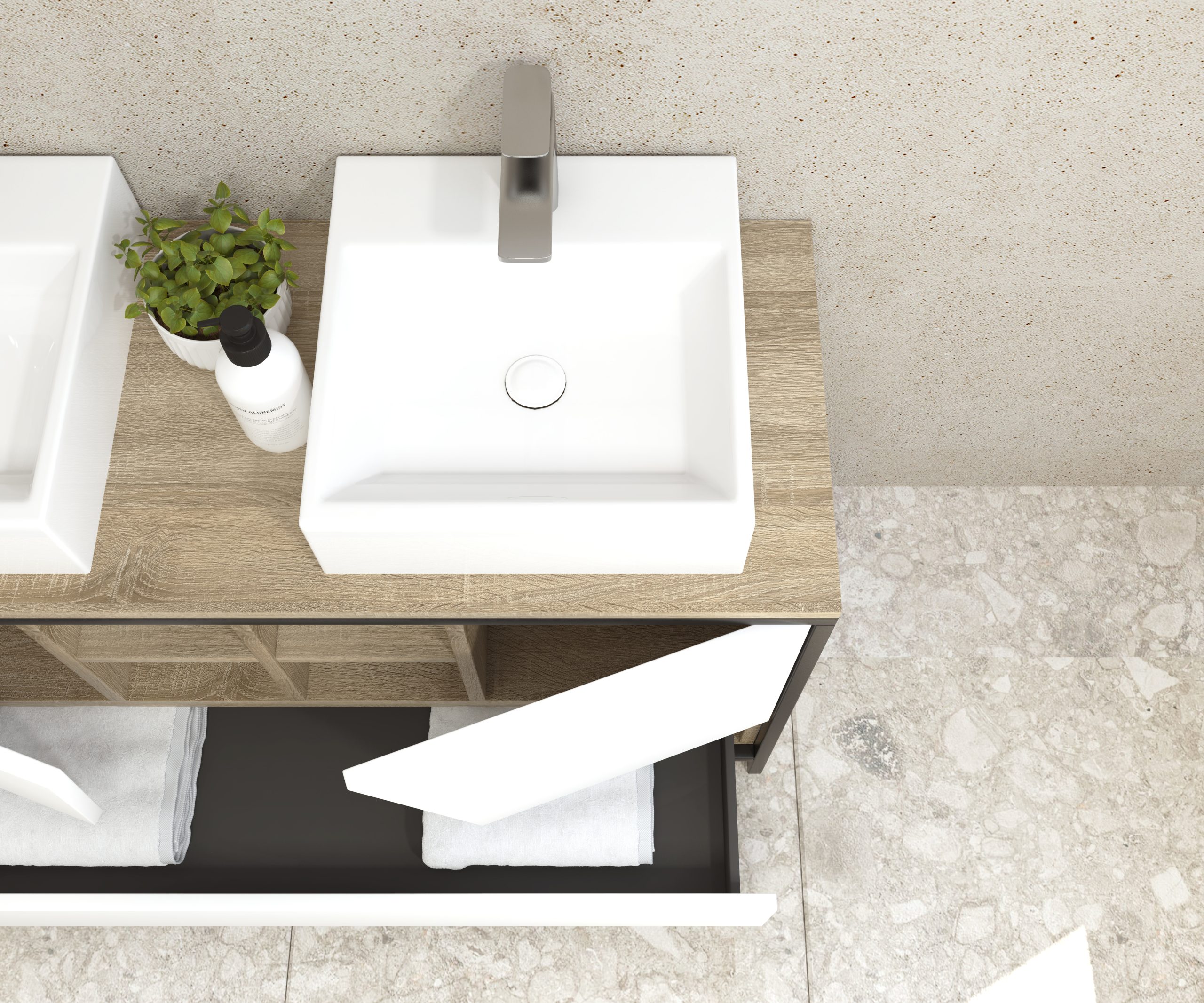 Pack Iron Rennes avec lavabo et miroir LED