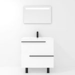 Ensemble en laiton avec lavabo et miroir LED