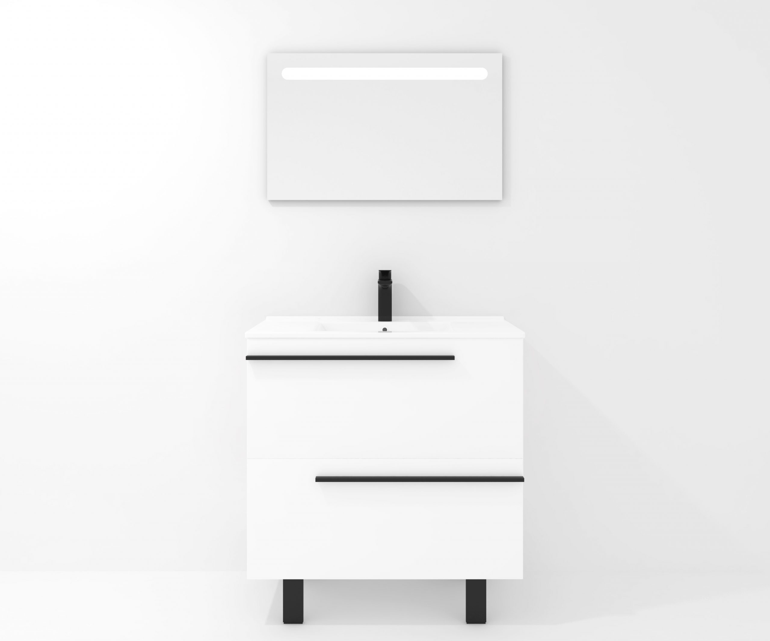 Ensemble en laiton avec lavabo et miroir LED