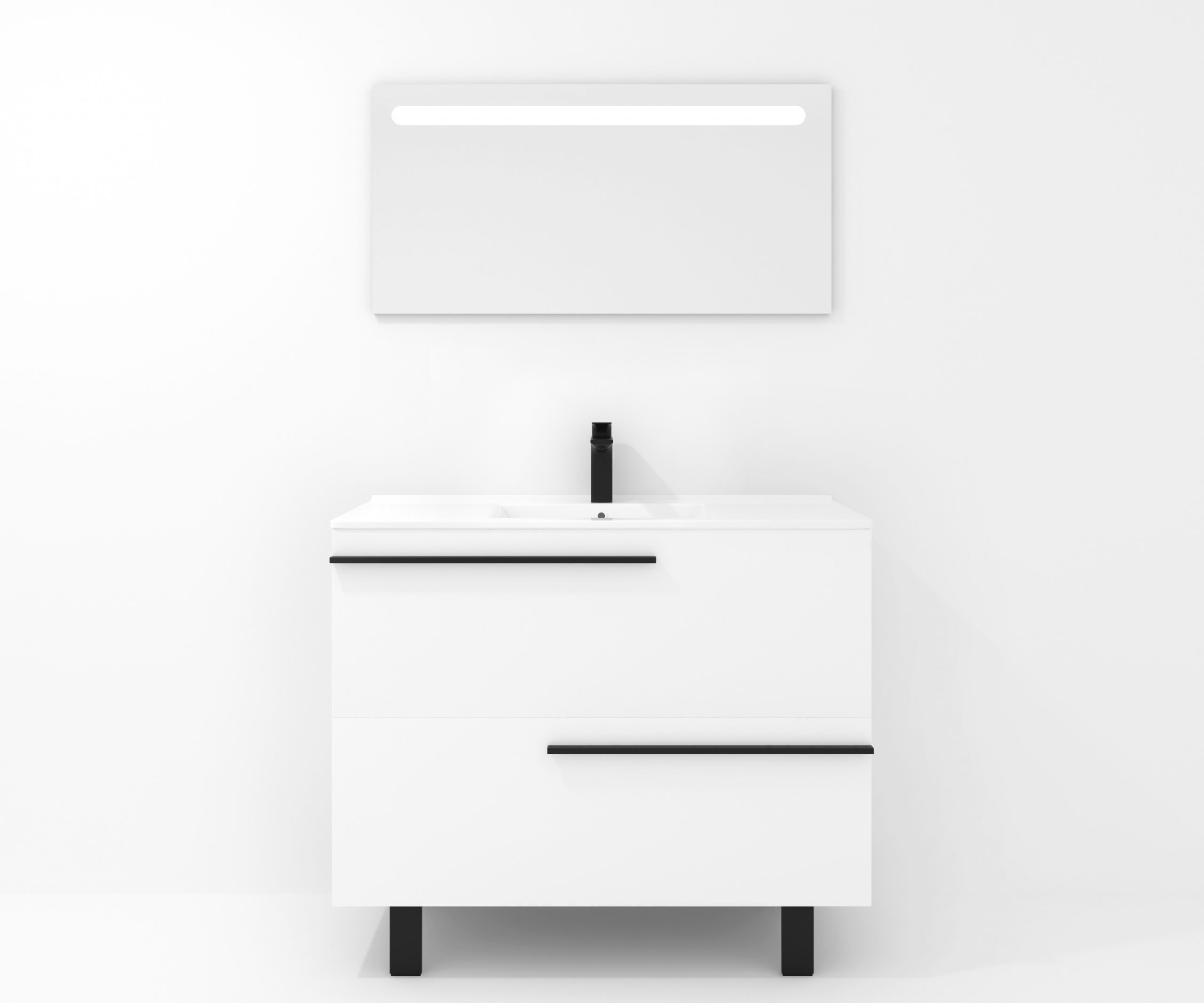 Ensemble en laiton avec lavabo et miroir LED