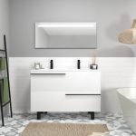 Ensemble en laiton avec lavabo et miroir LED