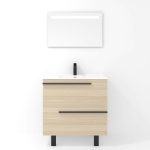 Ensemble en laiton avec lavabo et miroir LED