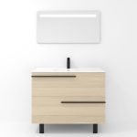 Ensemble en laiton avec lavabo et miroir LED